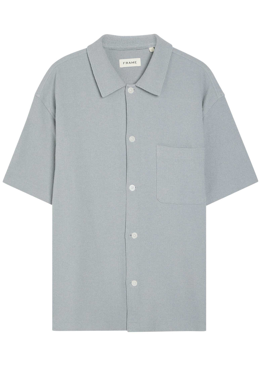 Frame Textured-knit Cotton-blend Shirt – Grey Frame Textured-knit Cotton-blend Shirt – Grey