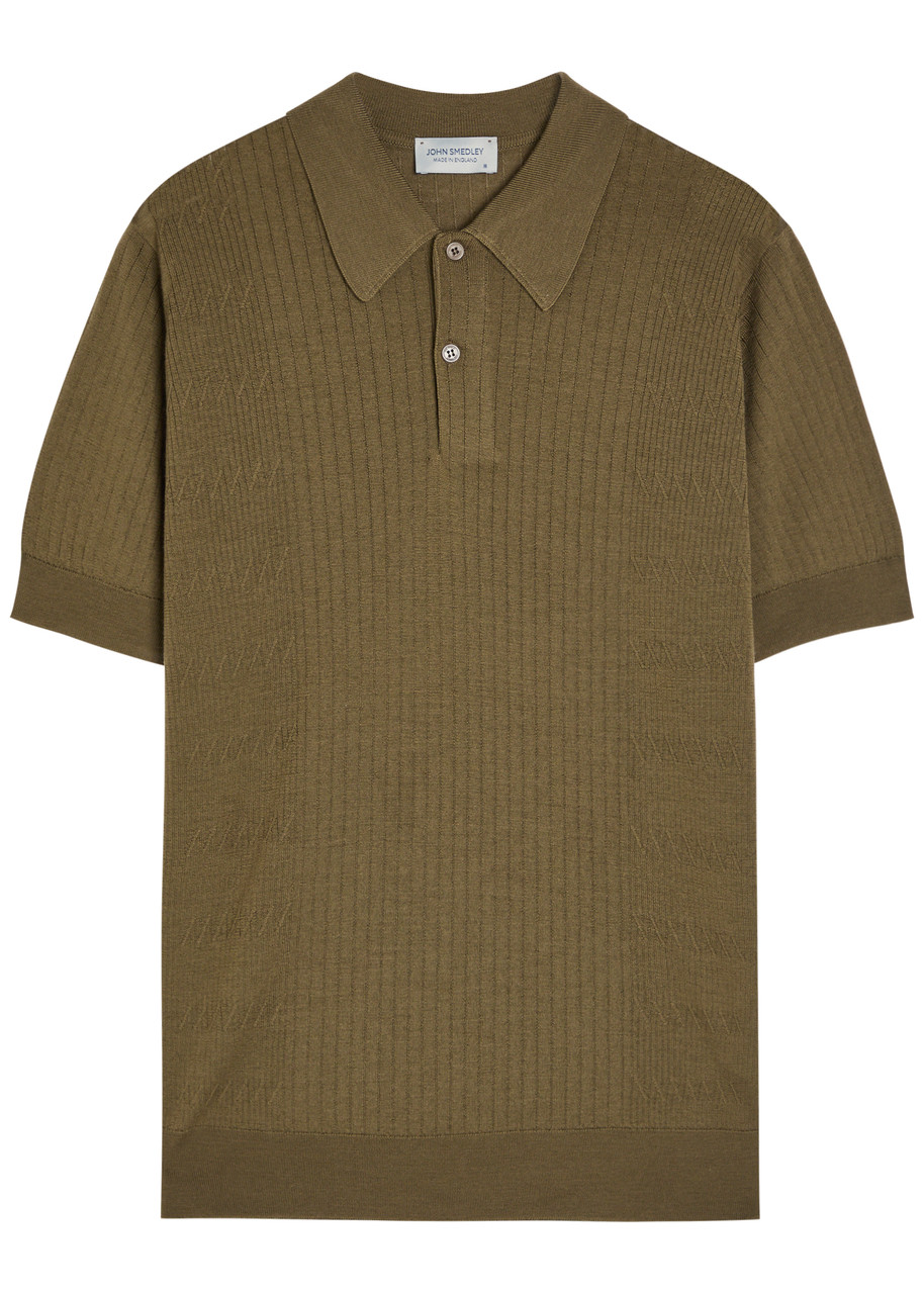 John Smedley Croall Ribbed Merino Wool Polo Shirt – Dark Green John Smedley Croall Ribbed Merino Wool Polo Shirt – Dark Green