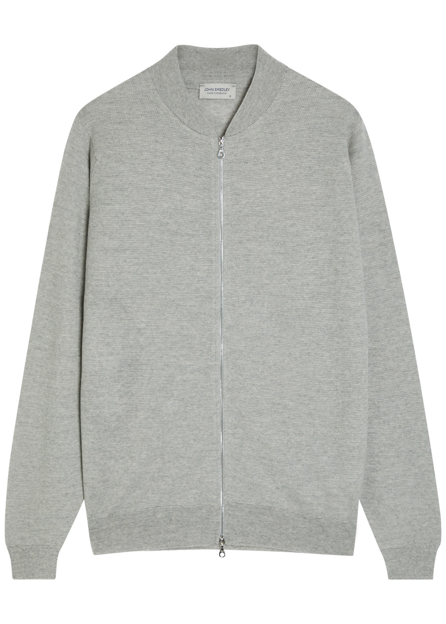 John Smedley .Singular Fine-knit Merino Wool Bomber Jacket – Grey John Smedley .Singular Fine-knit Merino Wool Bomber Jacket – Grey