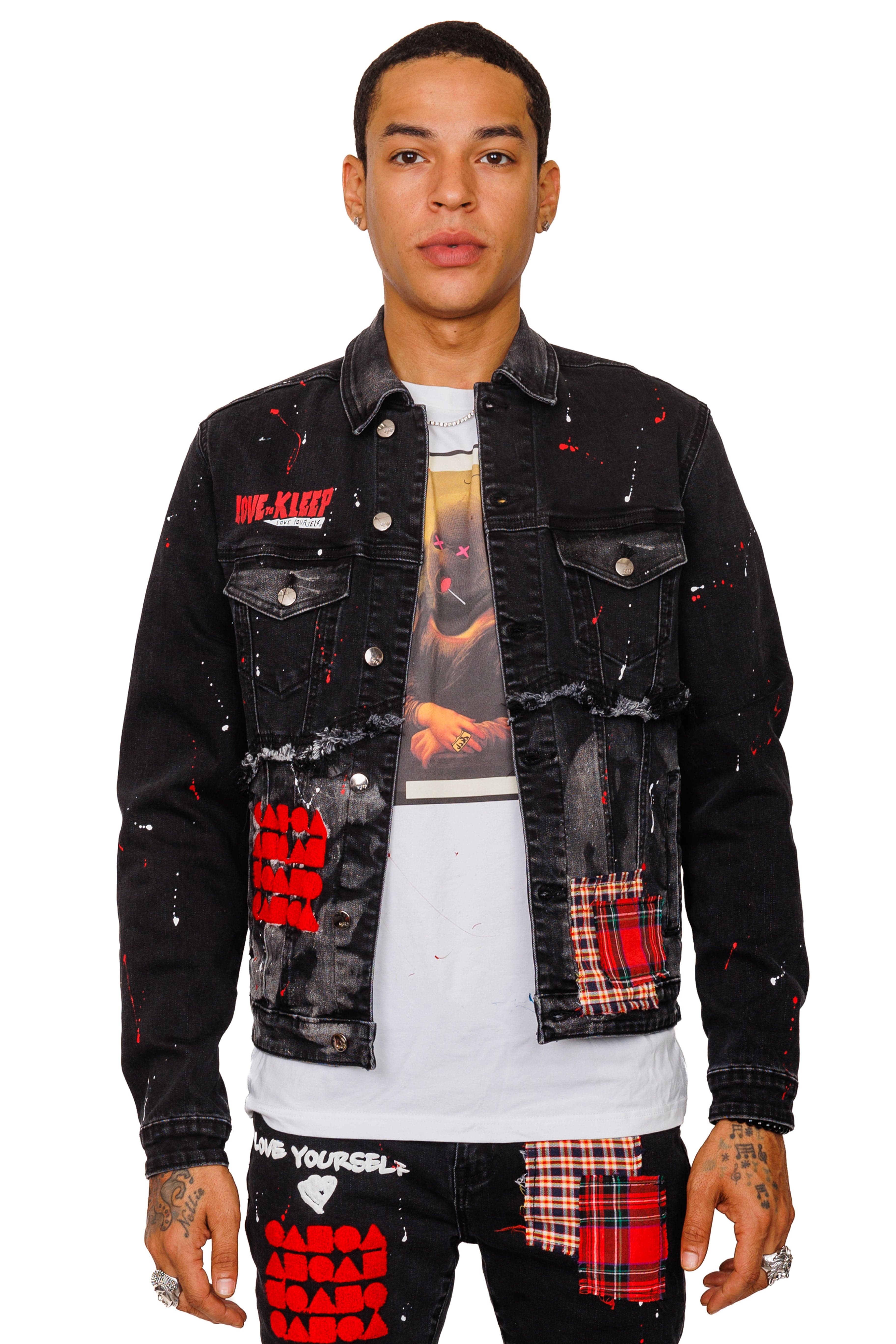 Phlox Washed Denim & Twill Mixed Jacket Phlox Washed Denim & Twill Mixed Jacket