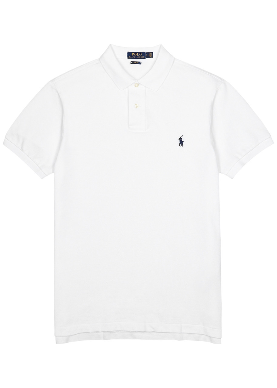 Polo Ralph Lauren Slim Piqu-cotton Polo Shirt – White Polo Ralph Lauren Slim Piqu-cotton Polo Shirt – White