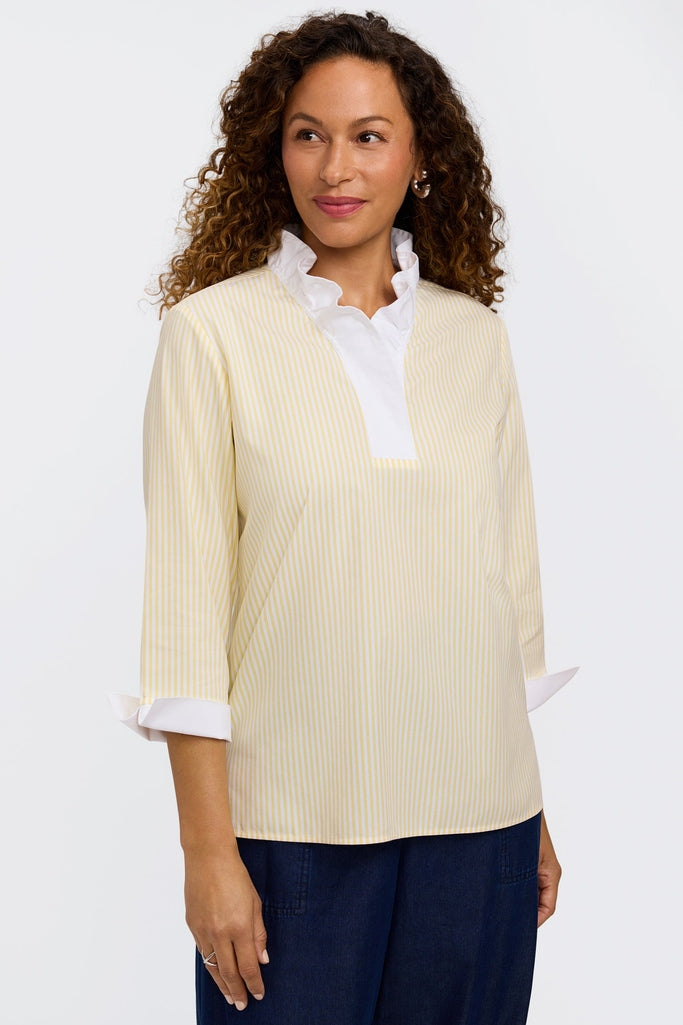 Tammy No Iron Pinpoint Striped Sleeve Popover Shirt