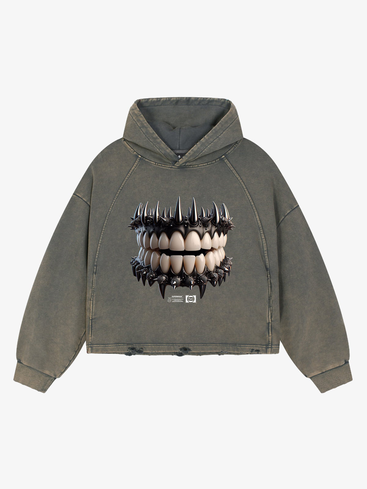 Dark Monster Teeth Graphic Cropped Hoodie Dark Monster Teeth Graphic Cropped Hoodie