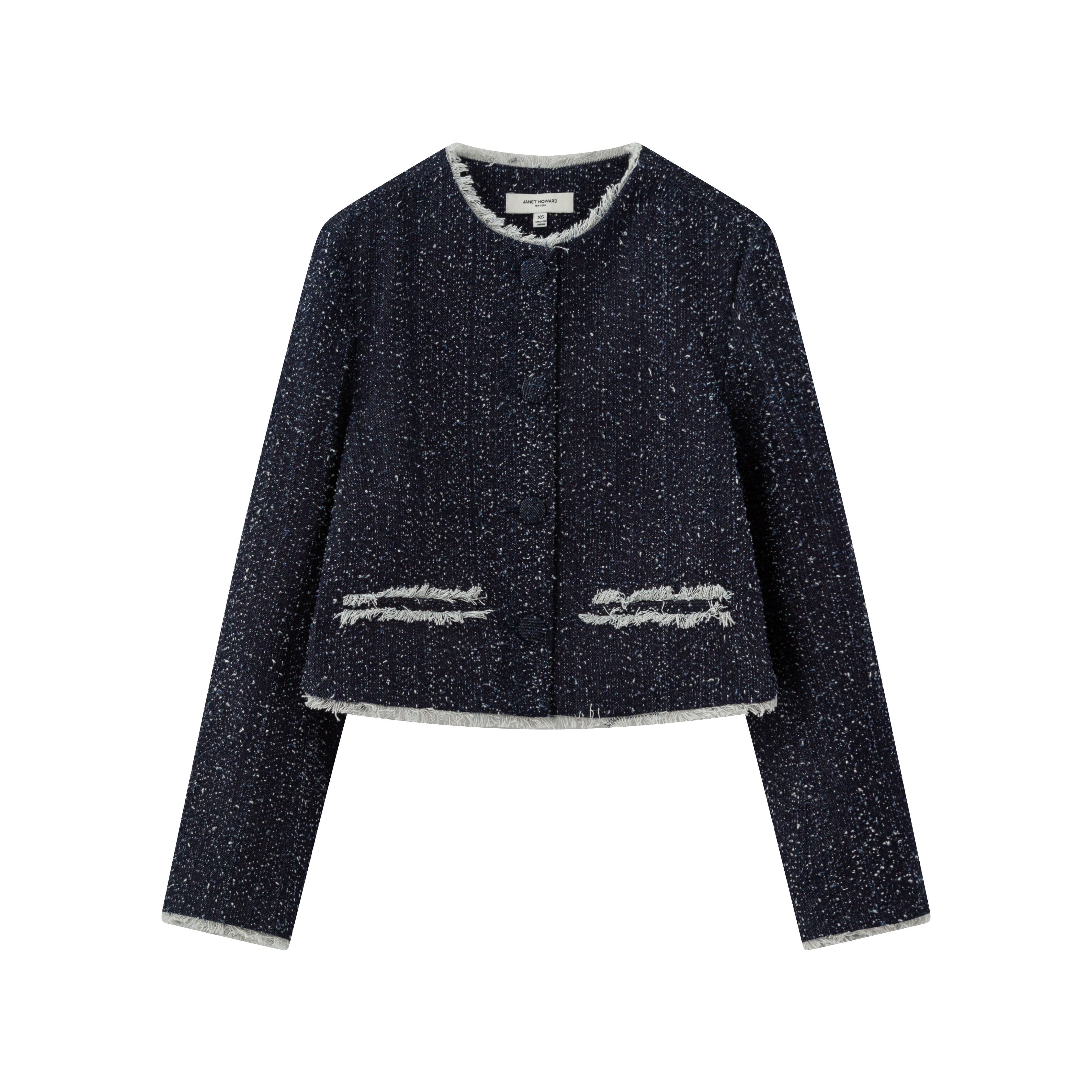 Raw Edge Blazer – Denim Tweed Raw Edge Blazer – Denim Tweed