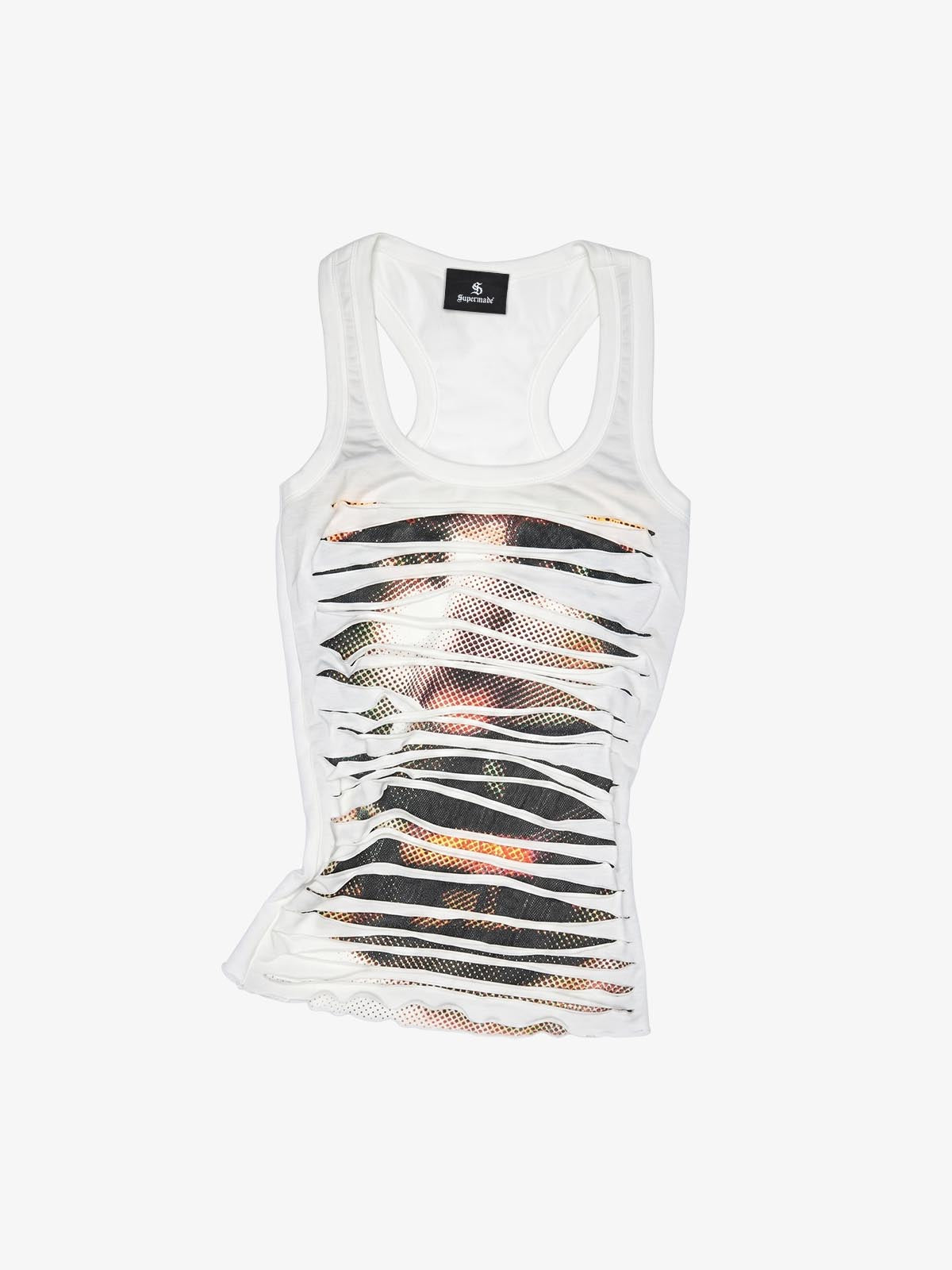 Distressed Ripped Stripe Tank Top Distressed Ripped Stripe Tank Top