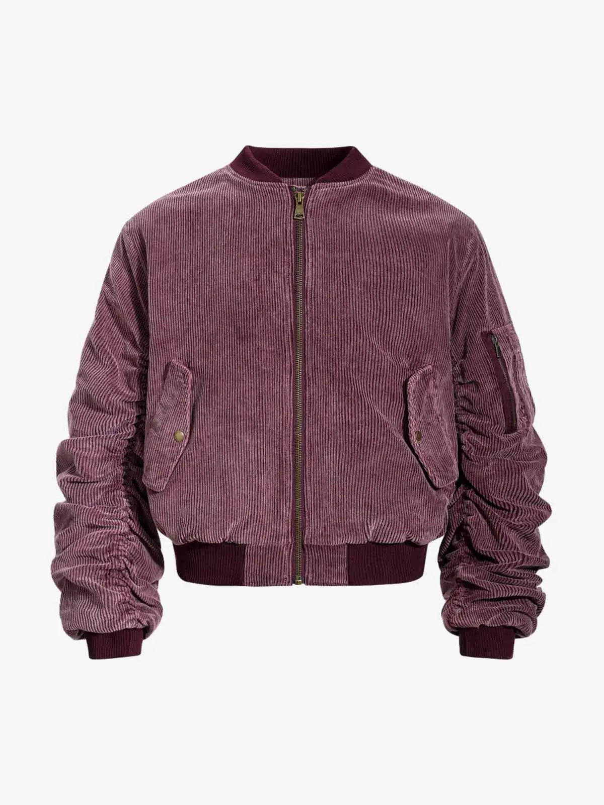 Vintage Washed Corduroy Distressed Bomber Jacket Vintage Washed Corduroy Distressed Bomber Jacket