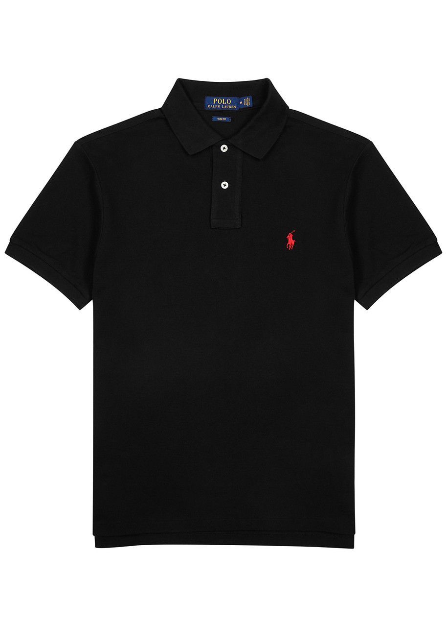 Polo Ralph Lauren Black Slim Piqu Cotton Polo Shirt Polo Ralph Lauren Black Slim Piqu Cotton Polo Shirt