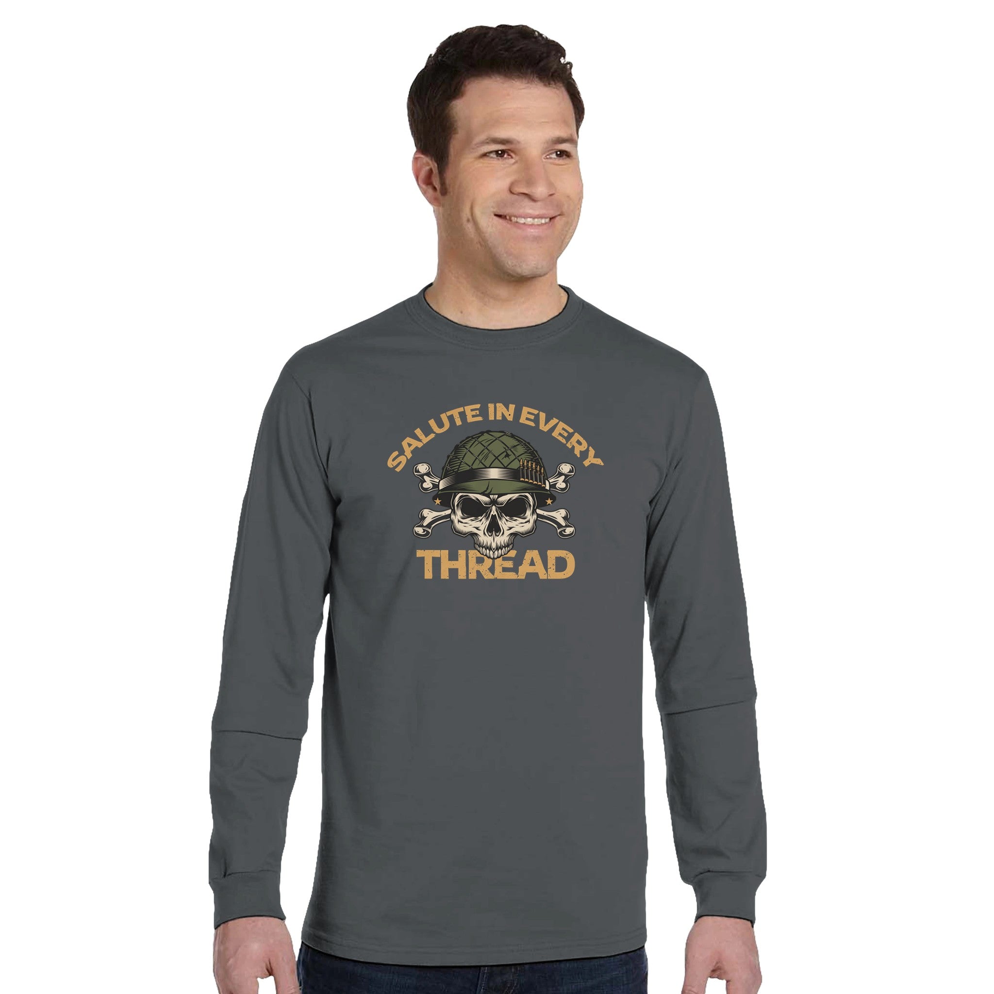Military Heritage Tee – Classic Long-Sleeve Shirt by Econscious – L Charcoal