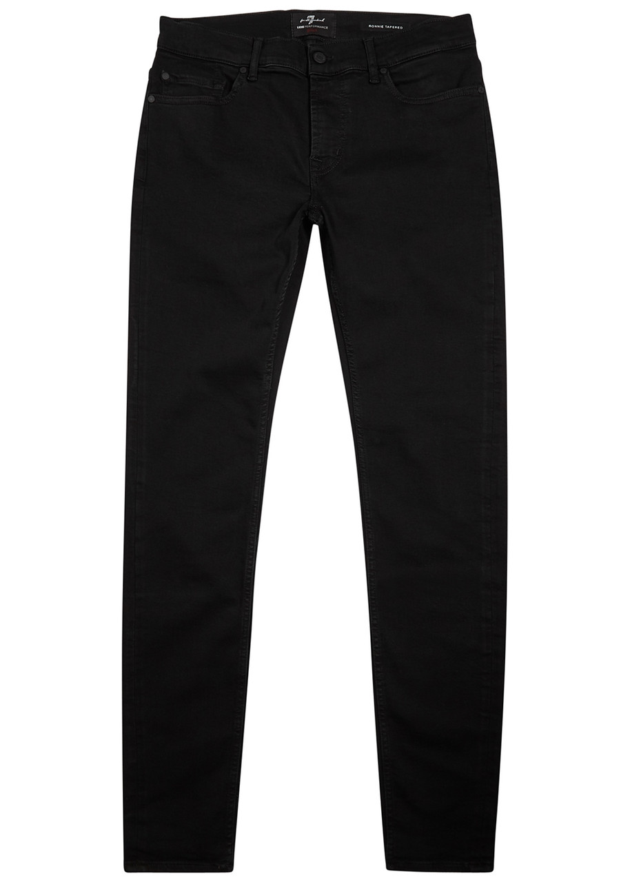 For All Mankind Ronnie Luxe Performance+ Tapered-leg Jeans – Black – W For All Mankind Ronnie Luxe Performance+ Tapered-leg Jeans – Black – W
