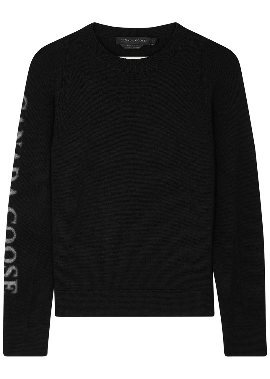 Canada Goose Saturna Black Logo-intarsia Wool Jumper, Jumper, Black Canada Goose Saturna Black Logo-intarsia Wool Jumper, Jumper, Black