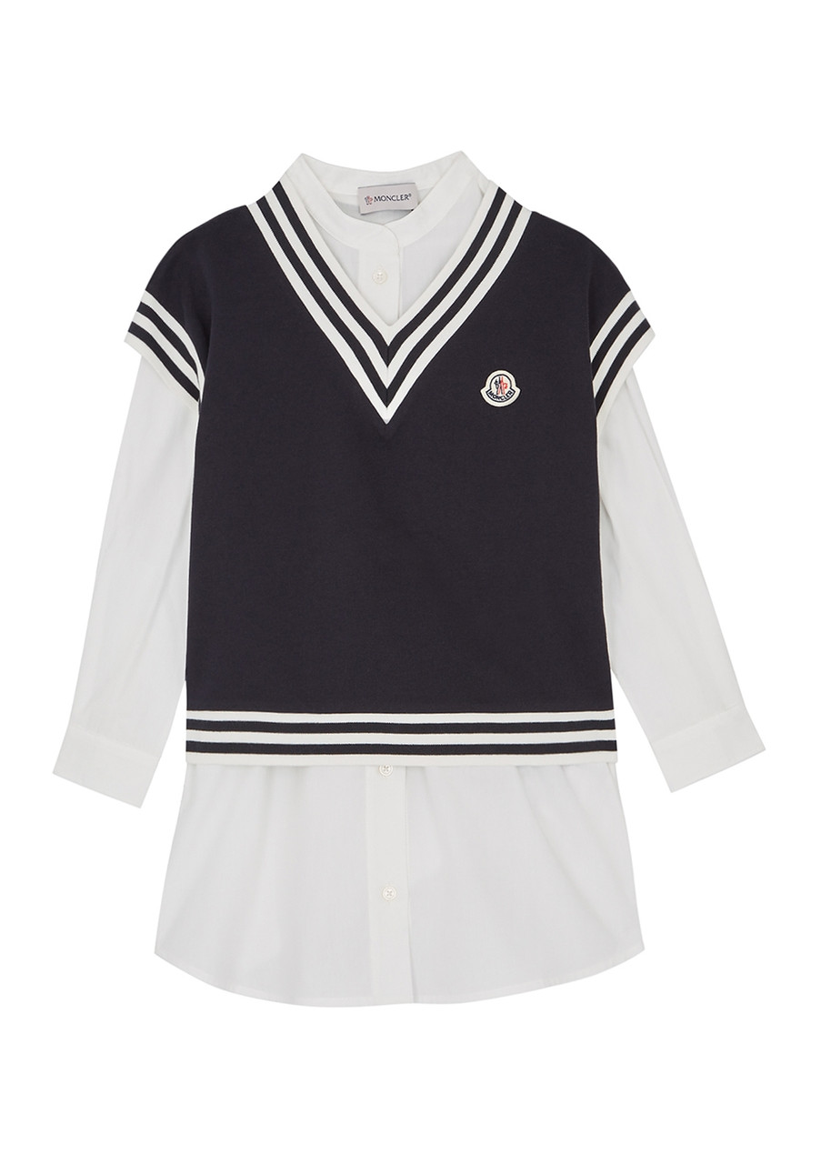 Moncler Kids Cotton Shirt and Vest set – – Navy & Other – Moncler Kids Cotton Shirt and Vest set – – Navy & Other –