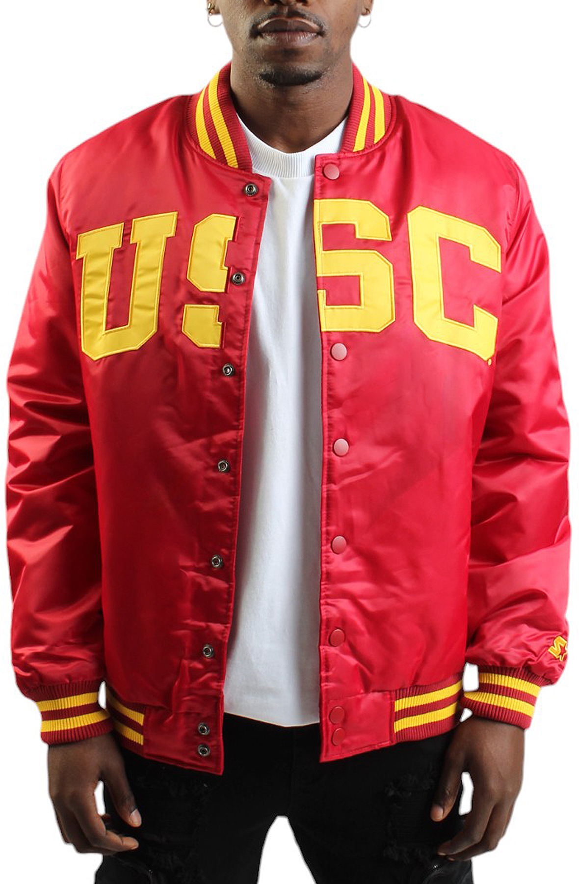 Men NCAA C Satin Varsity Jacket Jackets Red Men NCAA C Satin Varsity Jacket Jackets Red