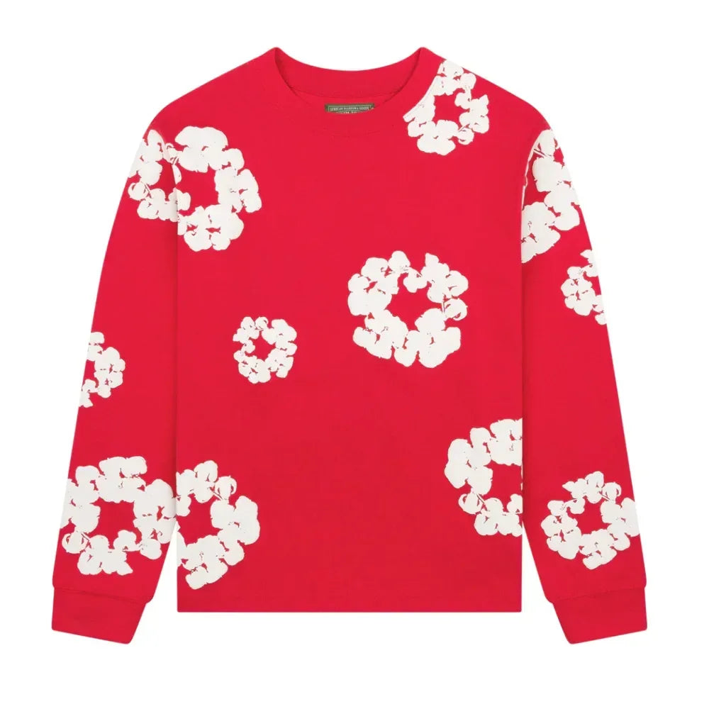 Denim Tears Long Sleeve Cotton Wreath shirt Red Denim Tears Long Sleeve Cotton Wreath shirt Red