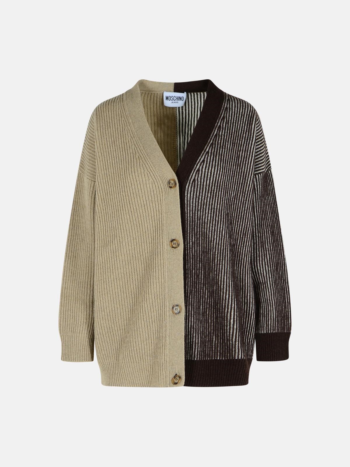 MOSCHINO JEANS Two-Tone Cashmere Blend Cardigan