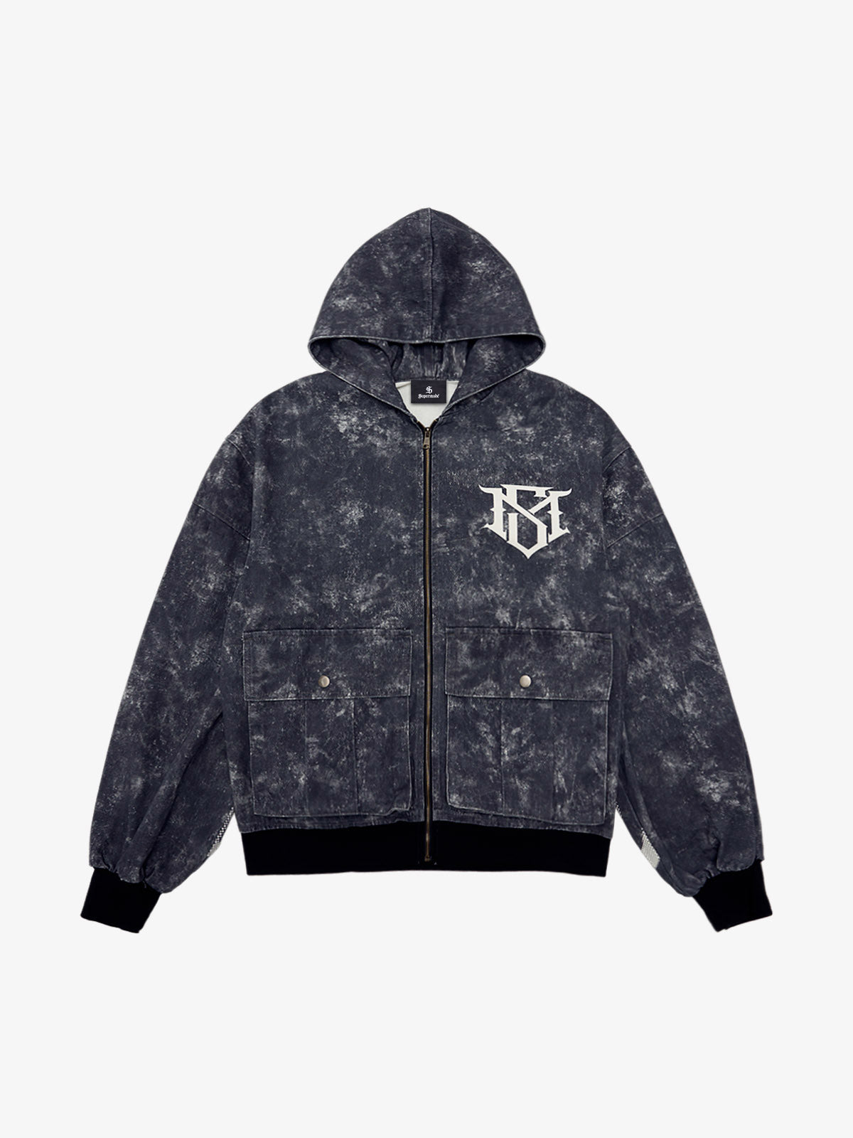 Original Oversized Denim Hoodie And Shorts Set – – Black Hoodie Only