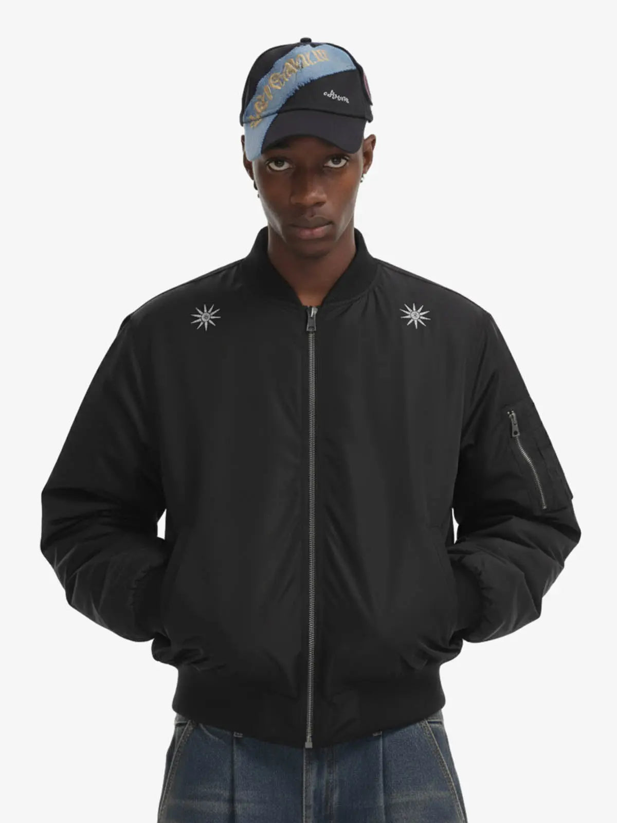 Vintage Graphic Star Embroidered Bomber Jacket Vintage Graphic Star Embroidered Bomber Jacket