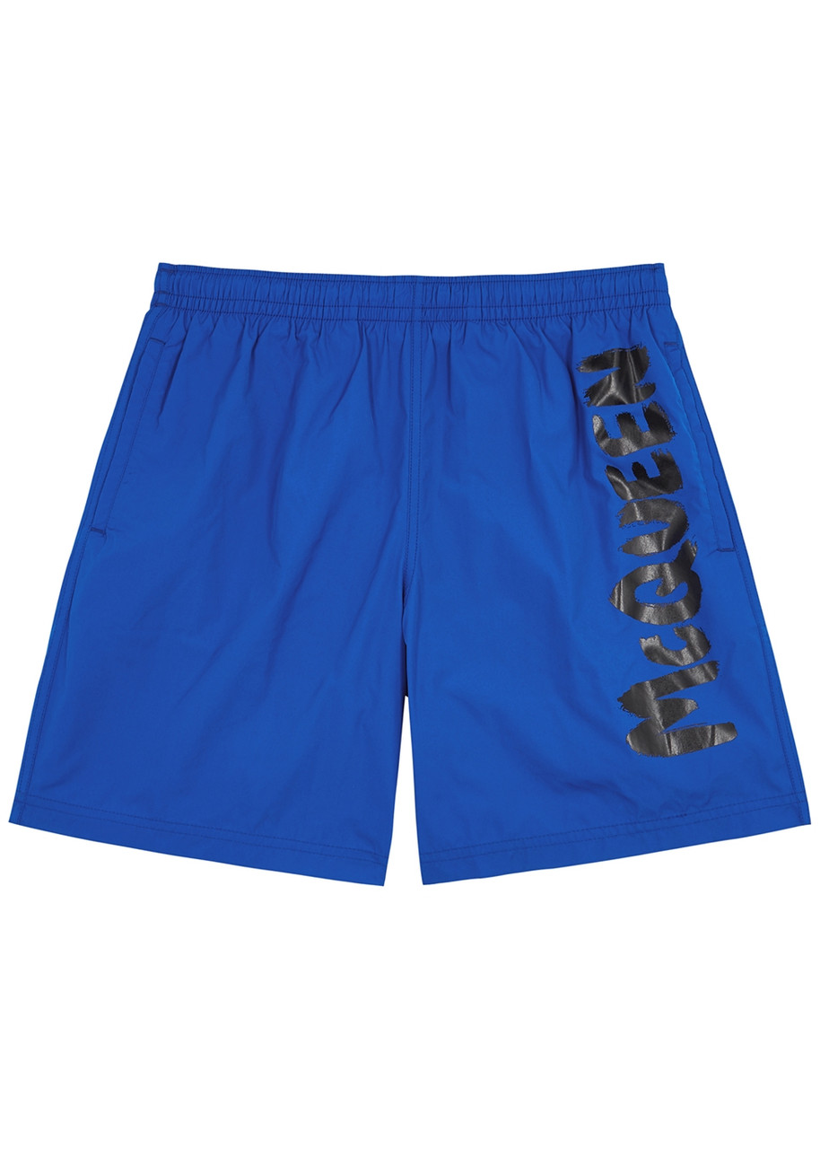 Alexander Mcqueen Blue Logo Shell Swim Shorts Alexander Mcqueen Blue Logo Shell Swim Shorts