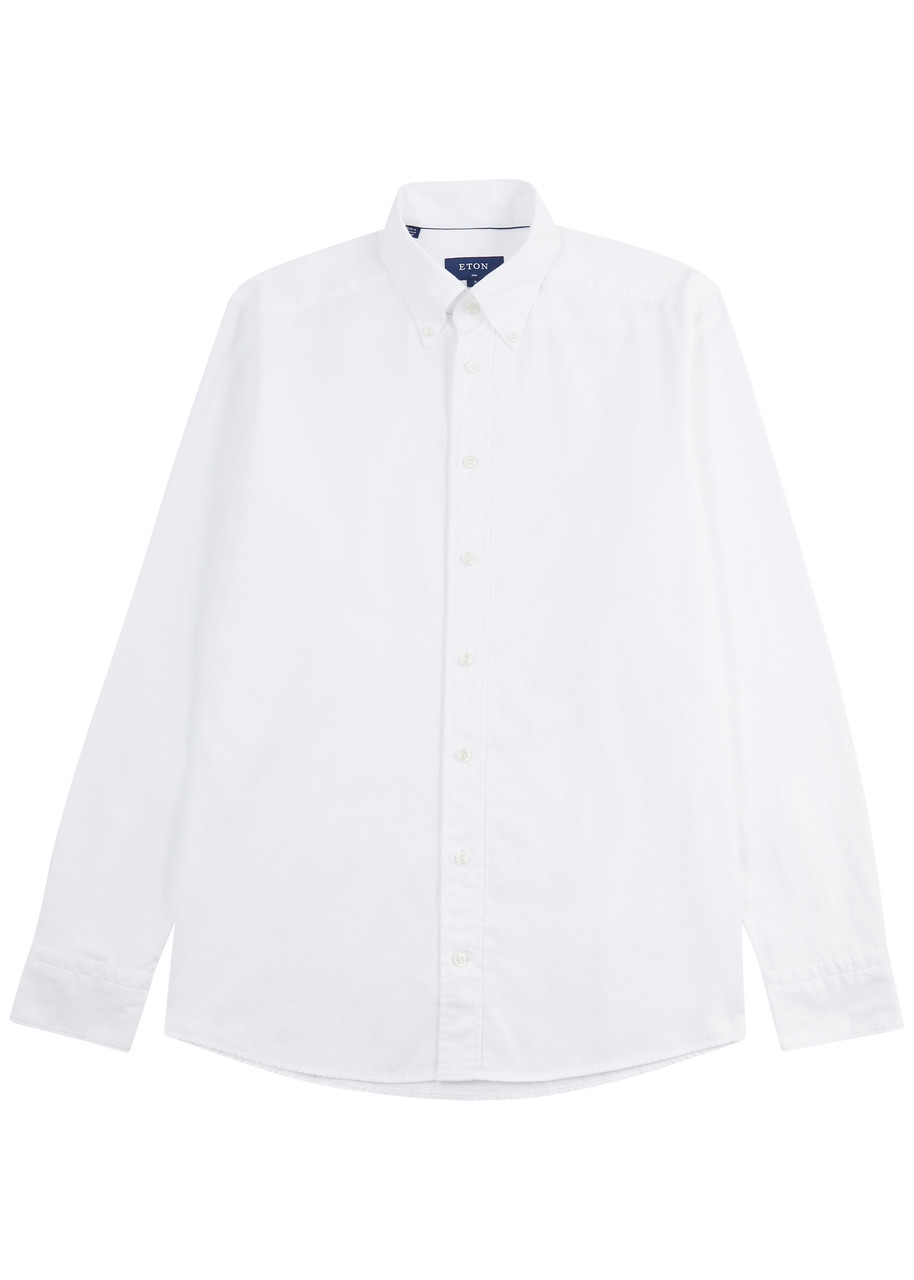 Eton Piqu Cotton Oxford Shirt – White