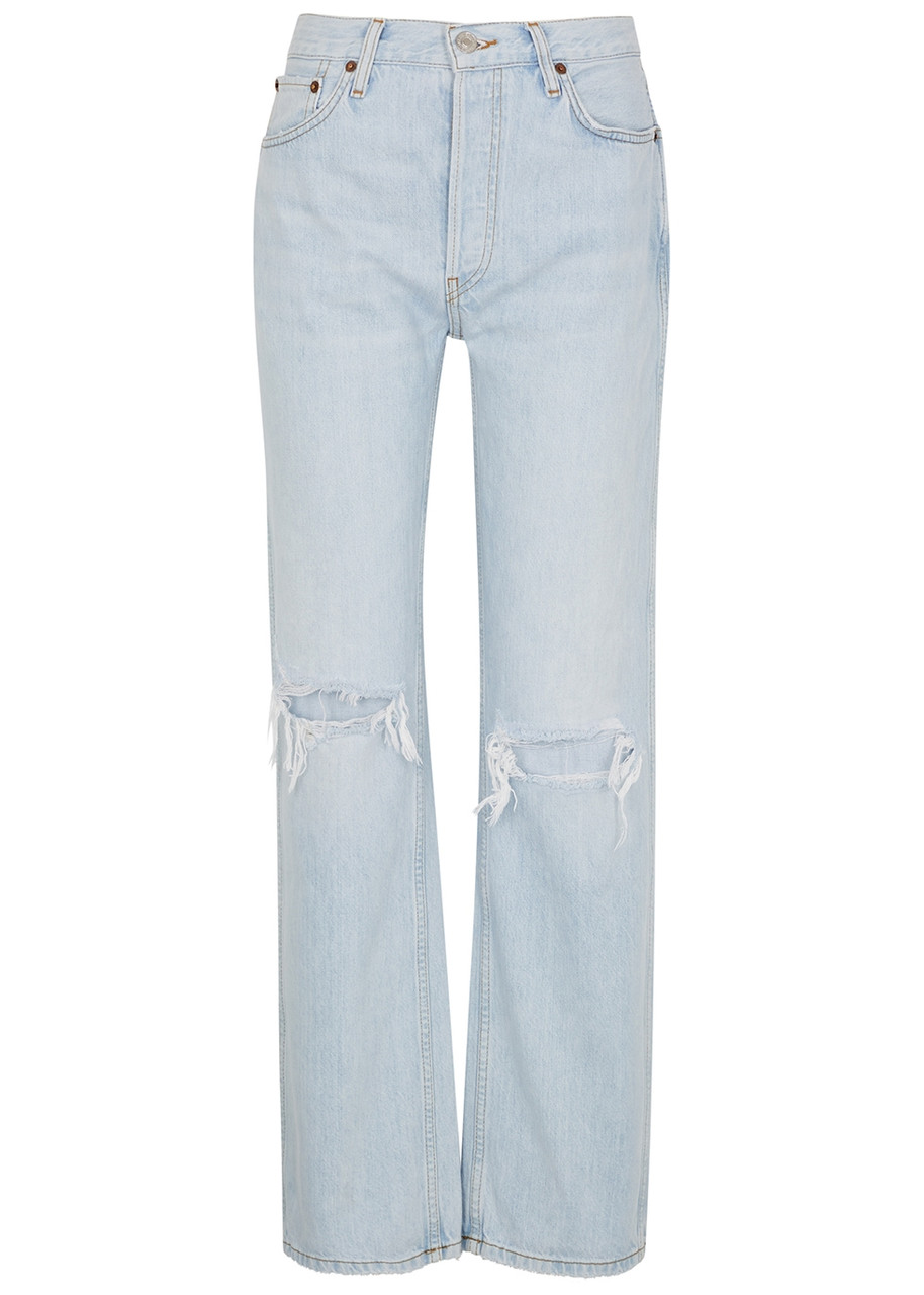 Redone ‘s Distressed Straight-leg Jeans – Blue – W Redone ‘s Distressed Straight-leg Jeans – Blue – W