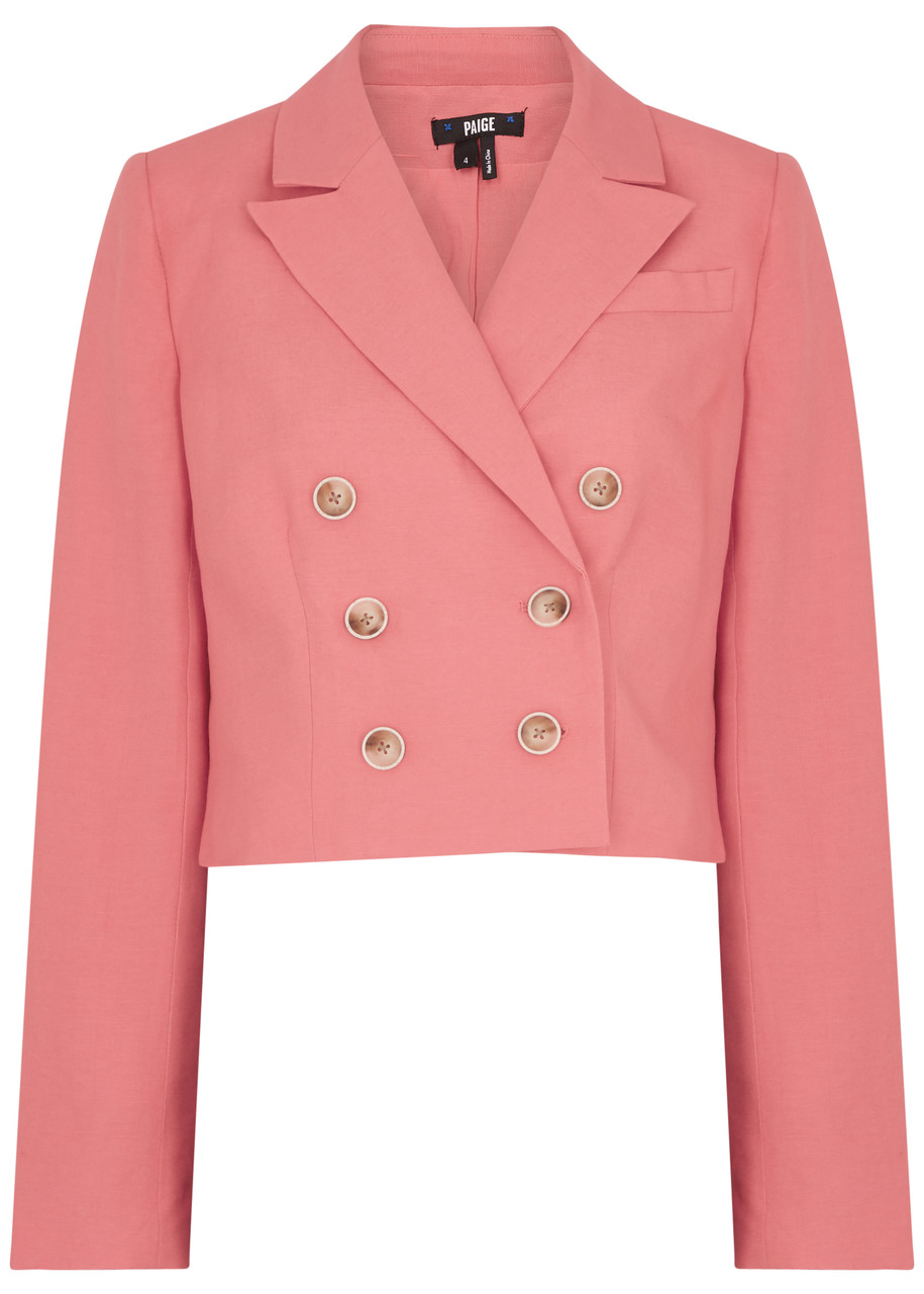Paige Eclipse Double-breasted Linen-blend Blazer – Pink Paige Eclipse Double-breasted Linen-blend Blazer – Pink