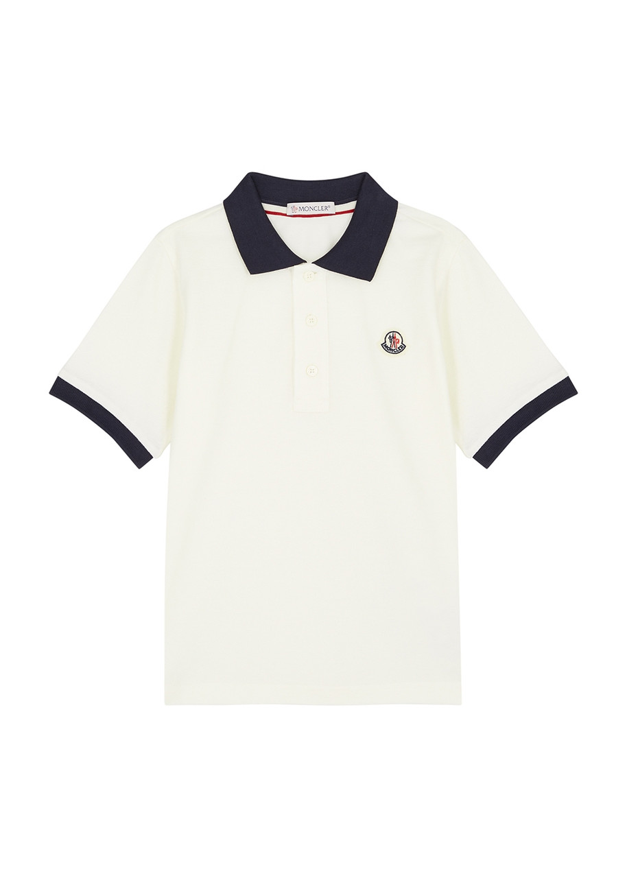 Moncler Kids Piqu Cotton Polo Shirt – – White Other – Moncler Kids Piqu Cotton Polo Shirt – – White Other –
