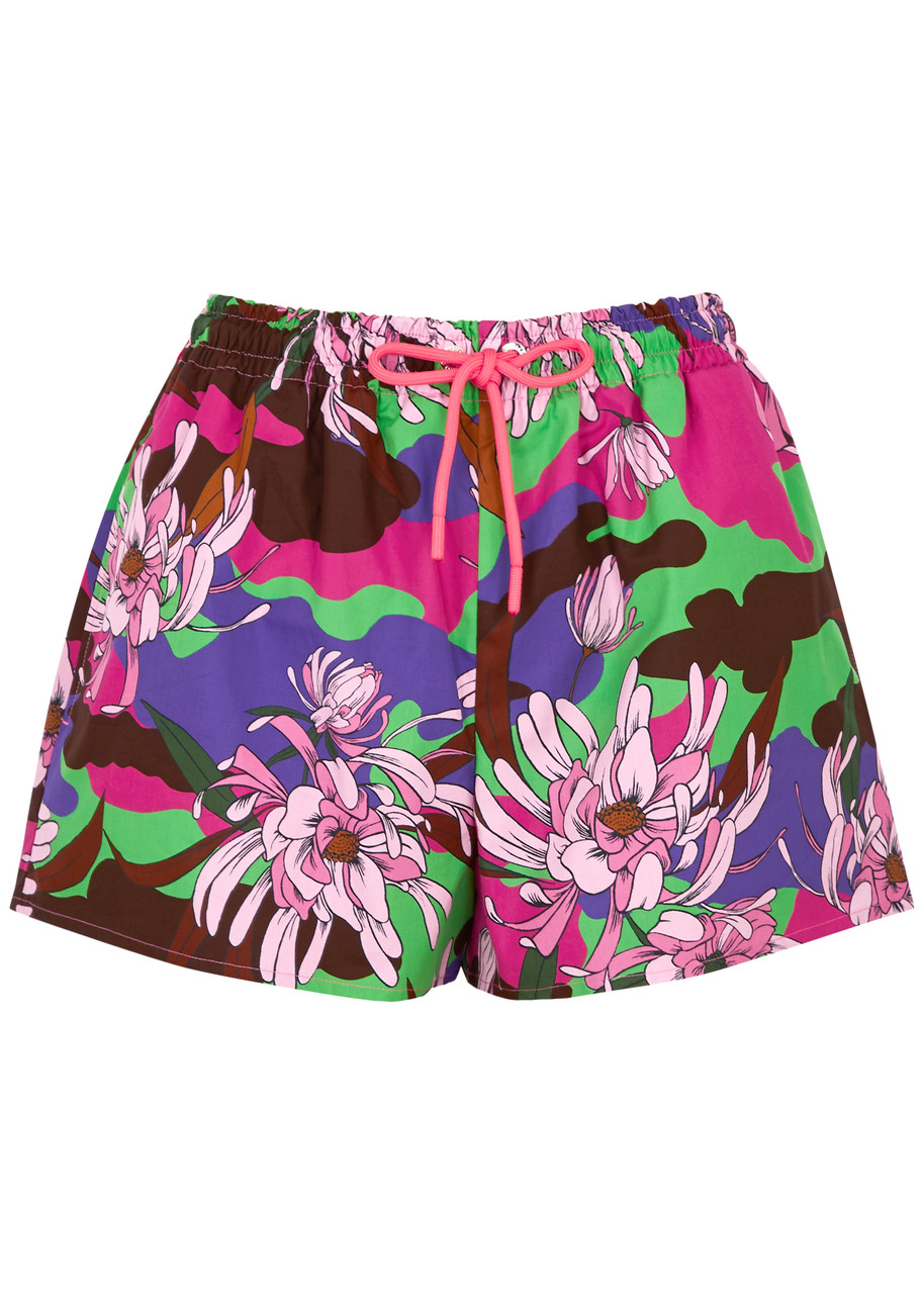 Moncler Floral-print Cotton Shorts, Shorts, Multicoloured Moncler Floral-print Cotton Shorts, Shorts, Multicoloured