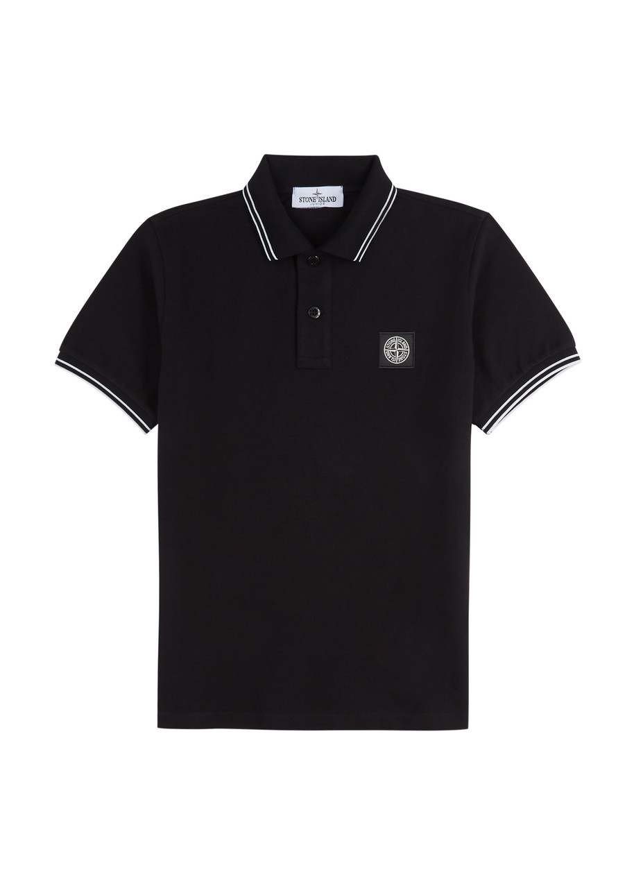Stone Island Kids Stretch-cotton Polo Shirt – – Black –