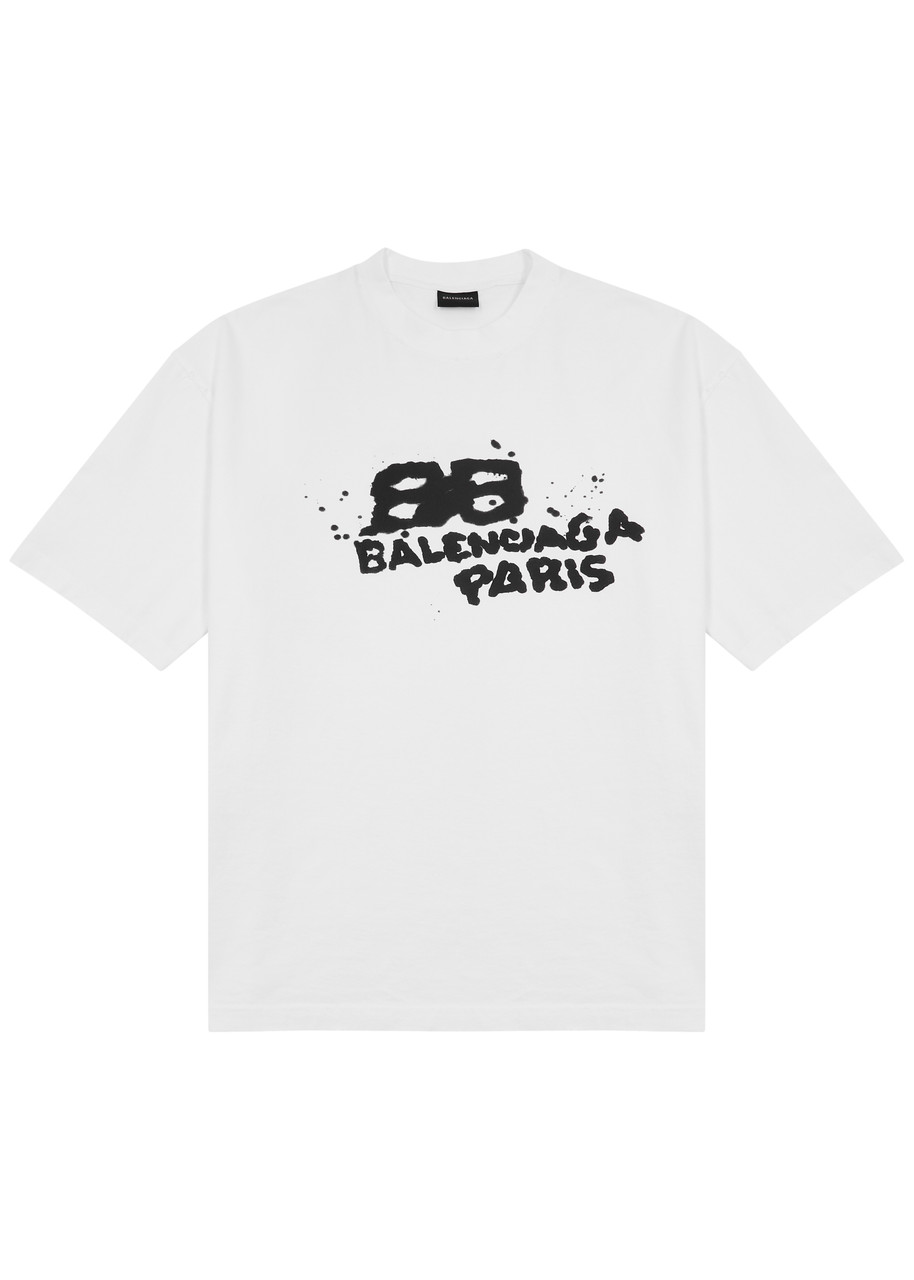 Balenciaga Dirty Paris Printed Cotton shirt – White And Black Balenciaga Dirty Paris Printed Cotton shirt – White And Black