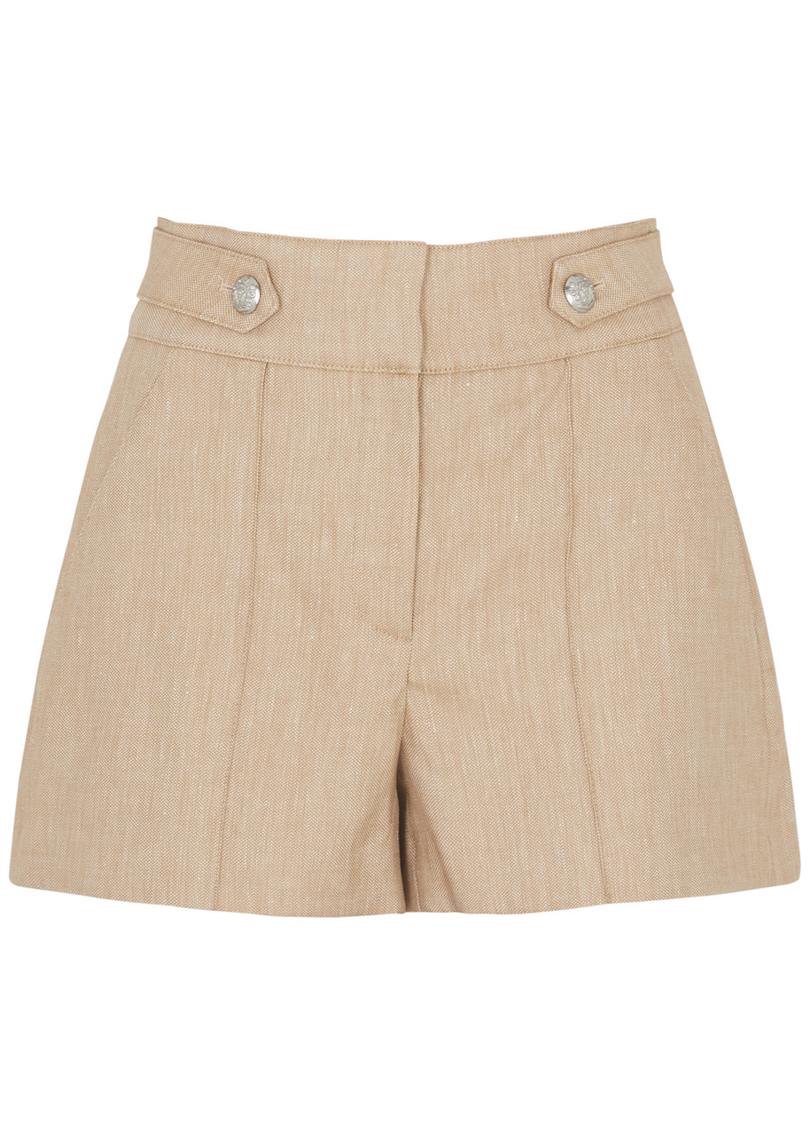 Veronica Beard Runo Linen-blend Shorts – Beige – Veronica Beard Runo Linen-blend Shorts – Beige –