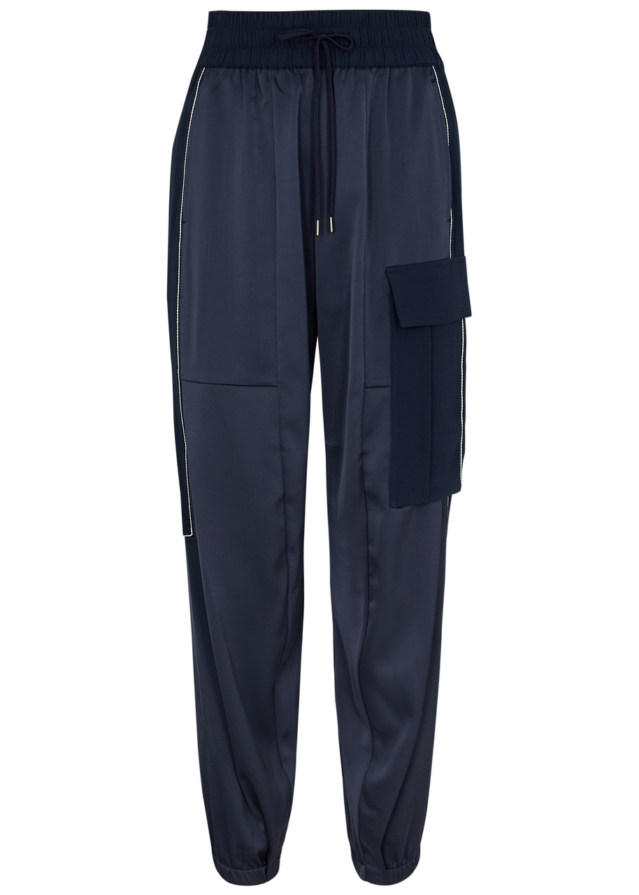 High Energize Satin-crepe Cargo Trousers – Navy High Energize Satin-crepe Cargo Trousers – Navy