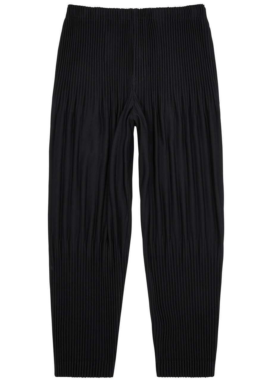 Homme Pliss Issey Miyake Pleated Cropped Trousers – Black Homme Pliss Issey Miyake Pleated Cropped Trousers – Black