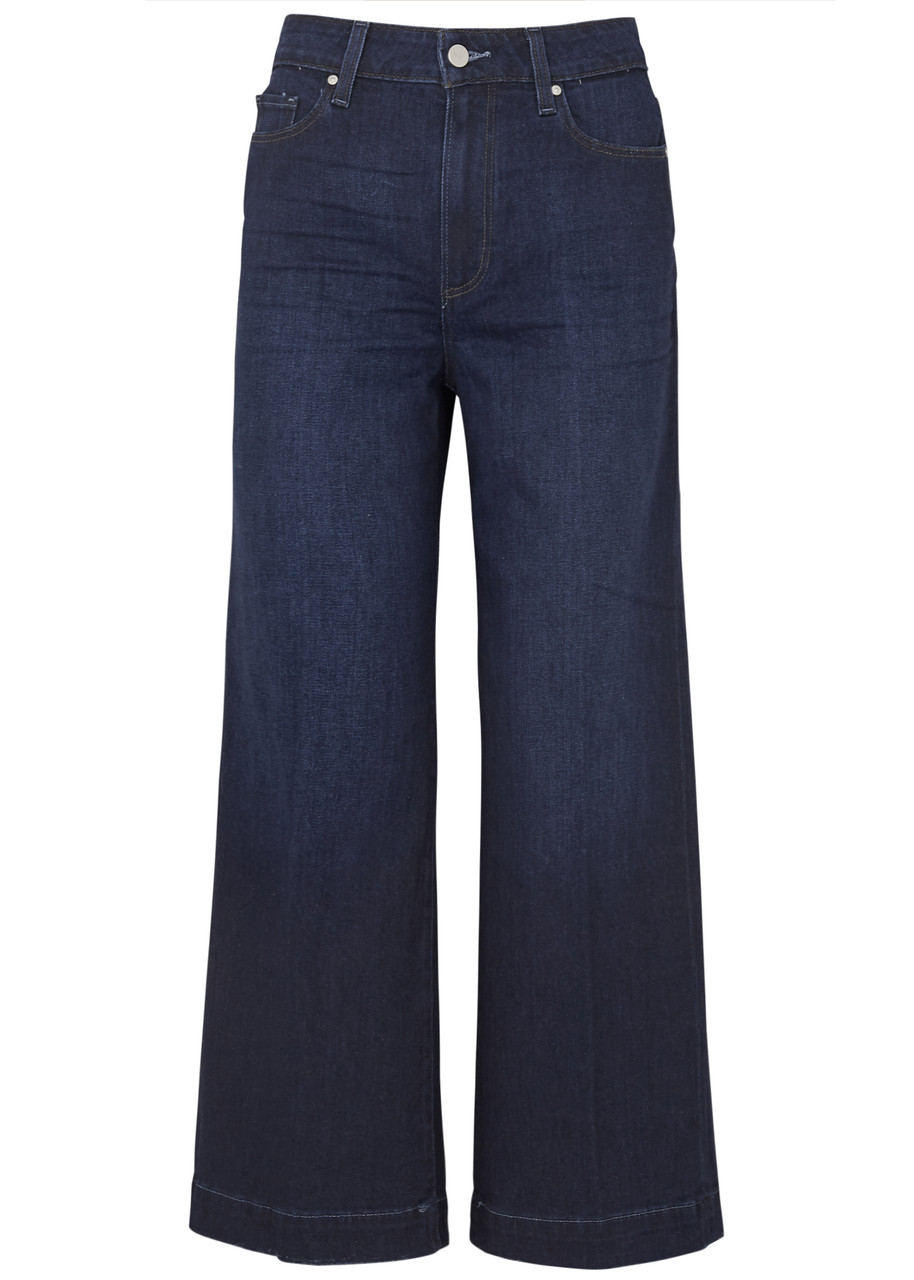 Paige Anessa Cropped Wide-leg Jeans – Dark Blue – W Paige Anessa Cropped Wide-leg Jeans – Dark Blue – W
