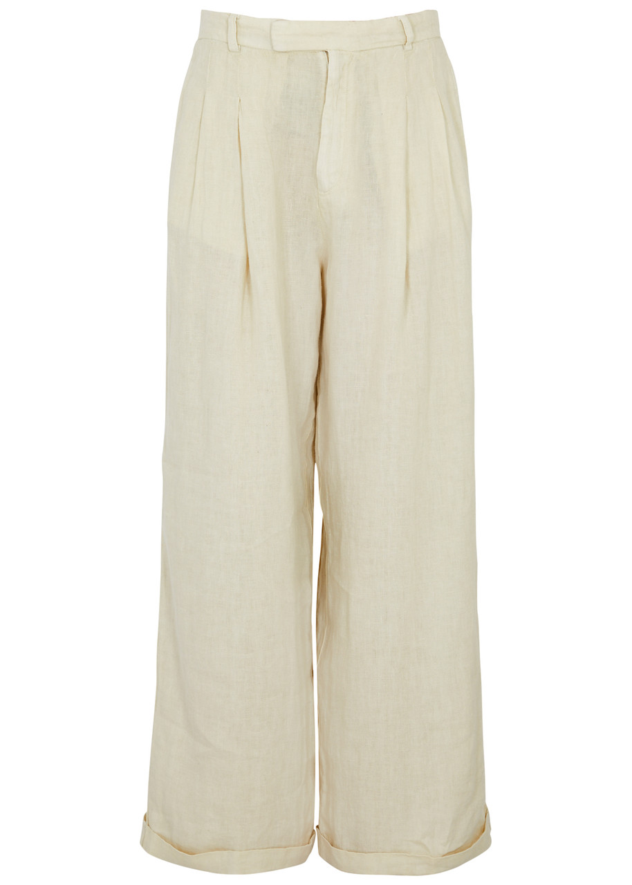 Free People Lyla Wide-leg Linen Trousers – Tan Free People Lyla Wide-leg Linen Trousers – Tan