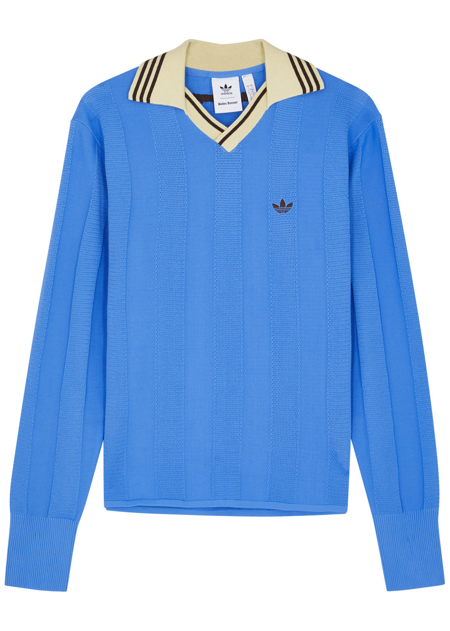 Adidas X Wales Bonner X Wales Bonner Knitted Polo Jumper – Blue – L L Adidas X Wales Bonner X Wales Bonner Knitted Polo Jumper – Blue – L L