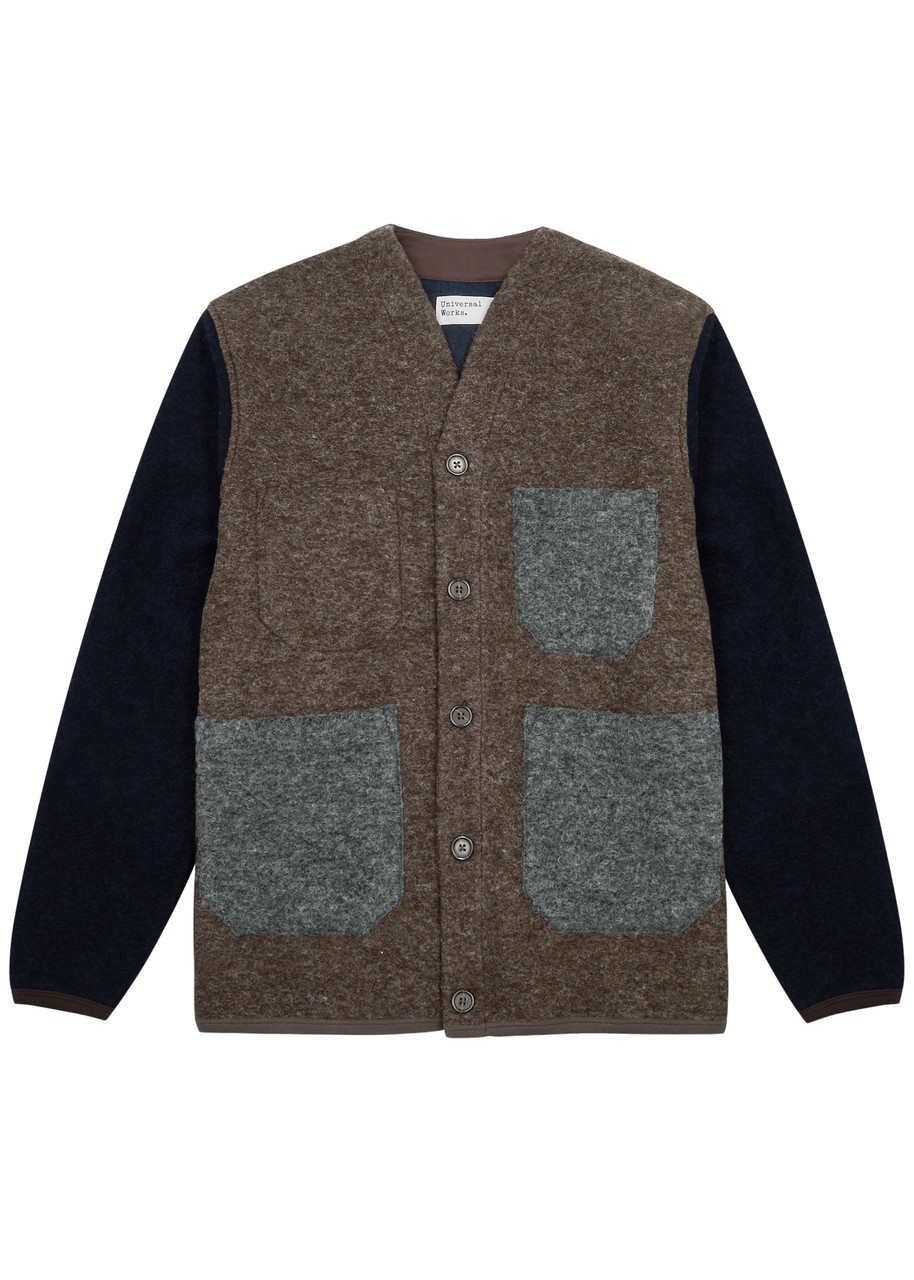 Universal Works Colour-blocked Wool-blend Jacket – Brown Universal Works Colour-blocked Wool-blend Jacket – Brown