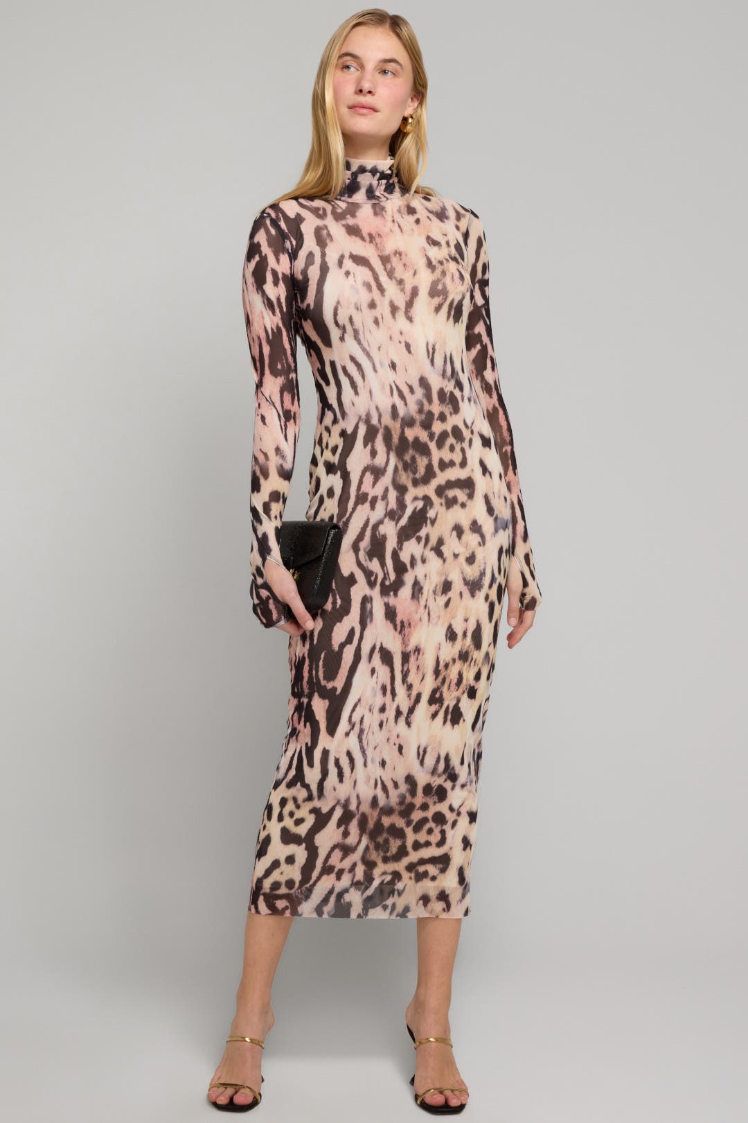 Afrm Shailene Turtleneck Midi Dress Black-white-print Afrm Shailene Turtleneck Midi Dress Black-white-print