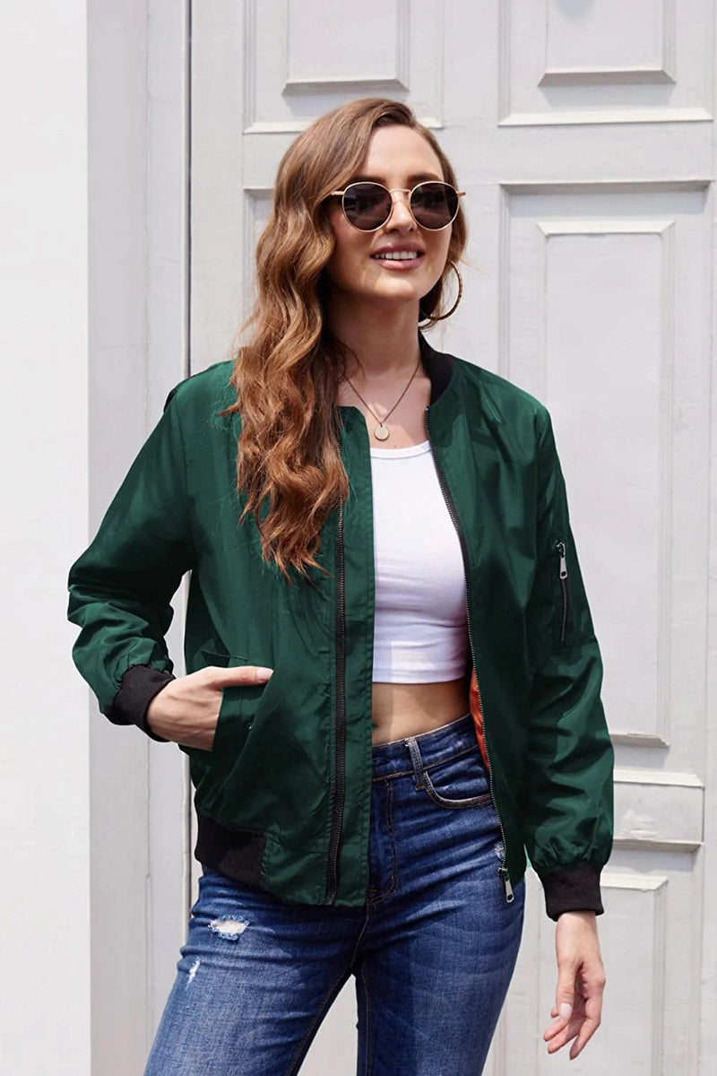 Zeagoo Bomber Zip Up Lightweight Jacket Coat – Dark Green Zeagoo Bomber Zip Up Lightweight Jacket Coat – Dark Green