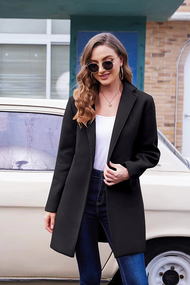 Lapel Single Breasted Wool Blend Trench Coat – Zeagoo- Black S Lapel Single Breasted Wool Blend Trench Coat – Zeagoo- Black S
