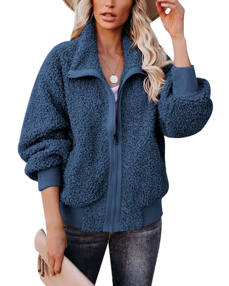 Fuzzy Fleece Jackets Oversized Open Front Coat Zipper OutwearTTShop – Zeagoo- Blue Green M Fuzzy Fleece Jackets Oversized Open Front Coat Zipper OutwearTTShop – Zeagoo- Blue Green M