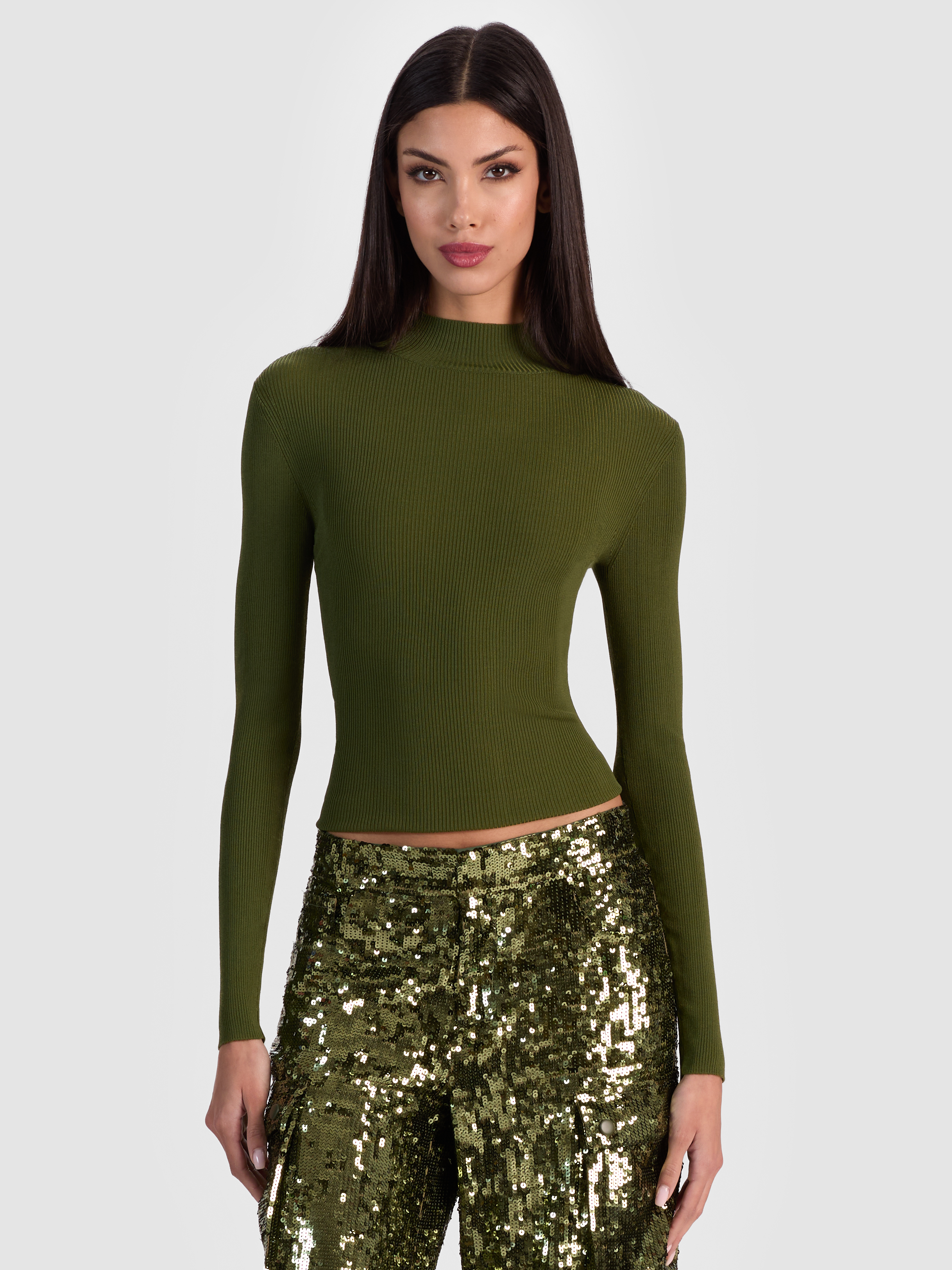 alice + olivia ROBERTA RIBBED TURTLENECK alice + olivia ROBERTA RIBBED TURTLENECK