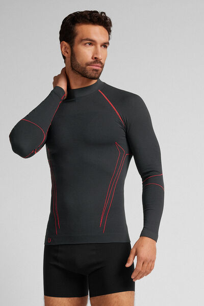 Intimissimi Long Sleeve Technical Sport Top Man Grey Intimissimi Long Sleeve Technical Sport Top Man Grey