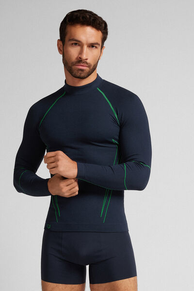 Intimissimi Long Sleeve Technical Sport Top Man Blue Intimissimi Long Sleeve Technical Sport Top Man Blue