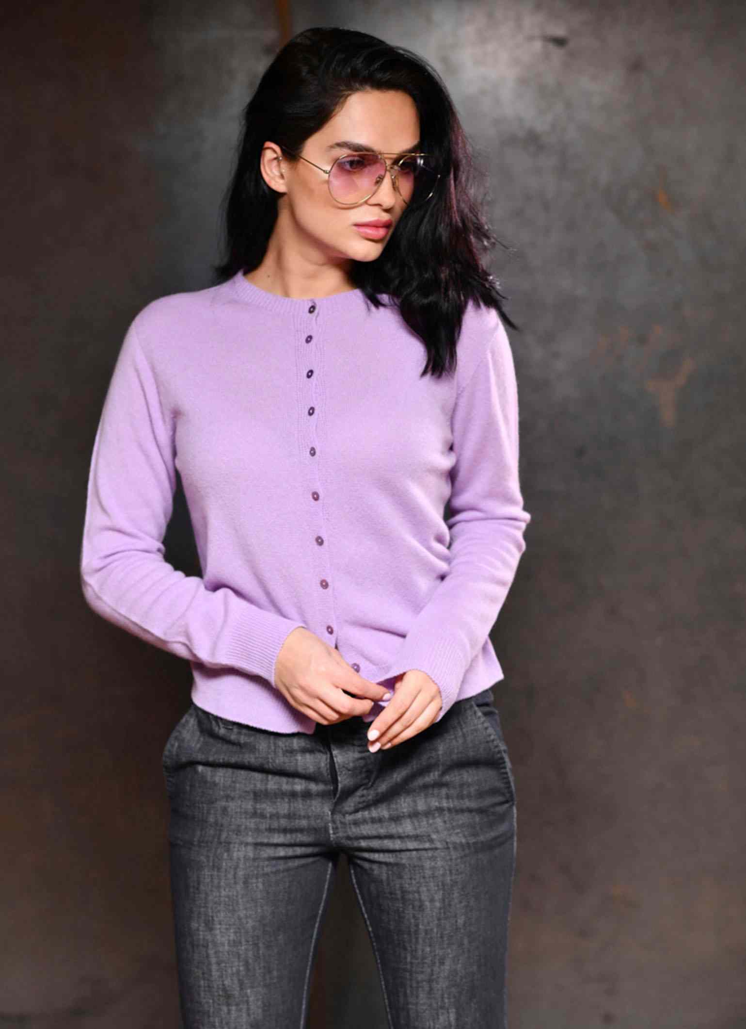 Campiglio pure Italian cashmere cardigan – Violet Campiglio pure Italian cashmere cardigan – Violet