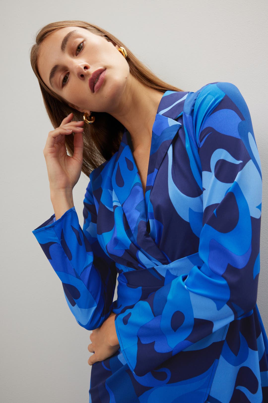 Donna Morgan Blazer Wrap Dress Blue-print Donna Morgan Blazer Wrap Dress Blue-print