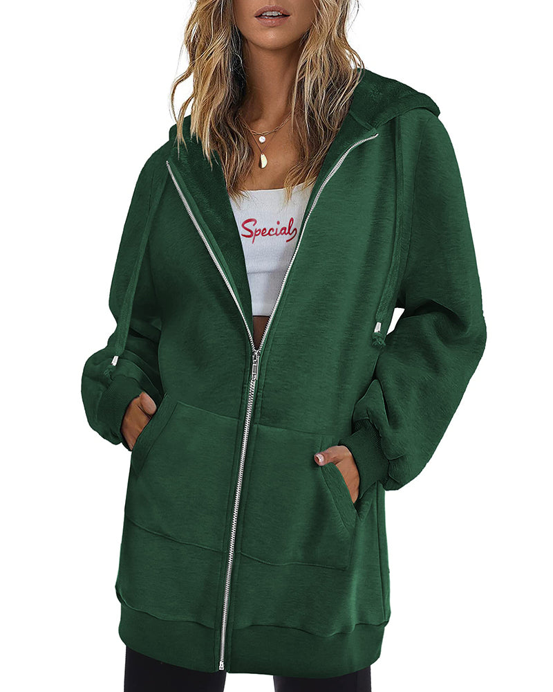 Zeagoo Zip Up Hoodies Long Fleece Jacket – Dark Green M Zeagoo Zip Up Hoodies Long Fleece Jacket – Dark Green M