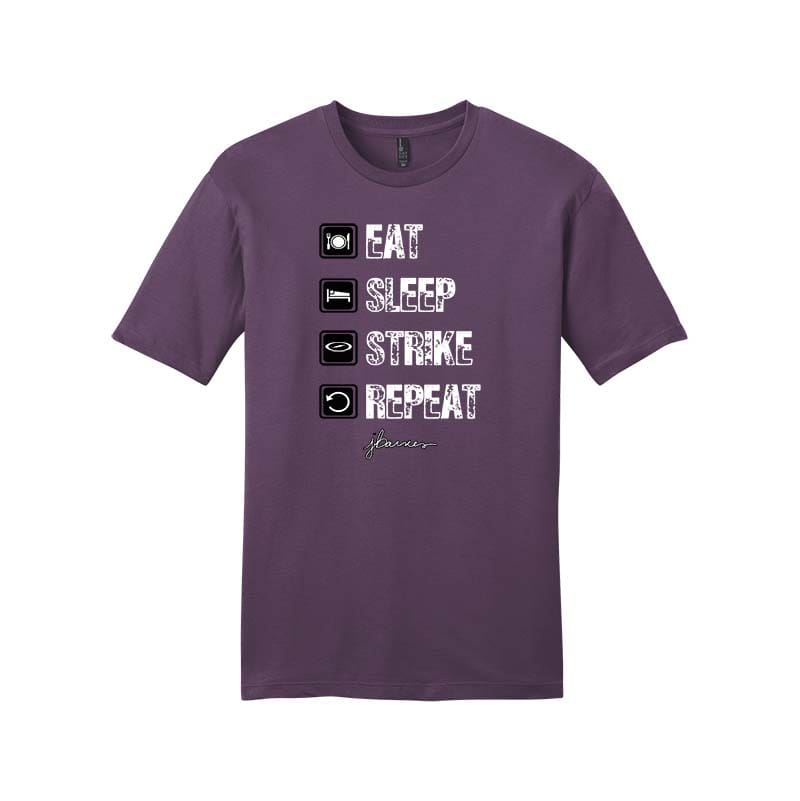 Josie Barnes CoolWick Eat Sleep Strike Repeat Bowling Shirt Eggplant X Josie Barnes CoolWick Eat Sleep Strike Repeat Bowling Shirt Eggplant X