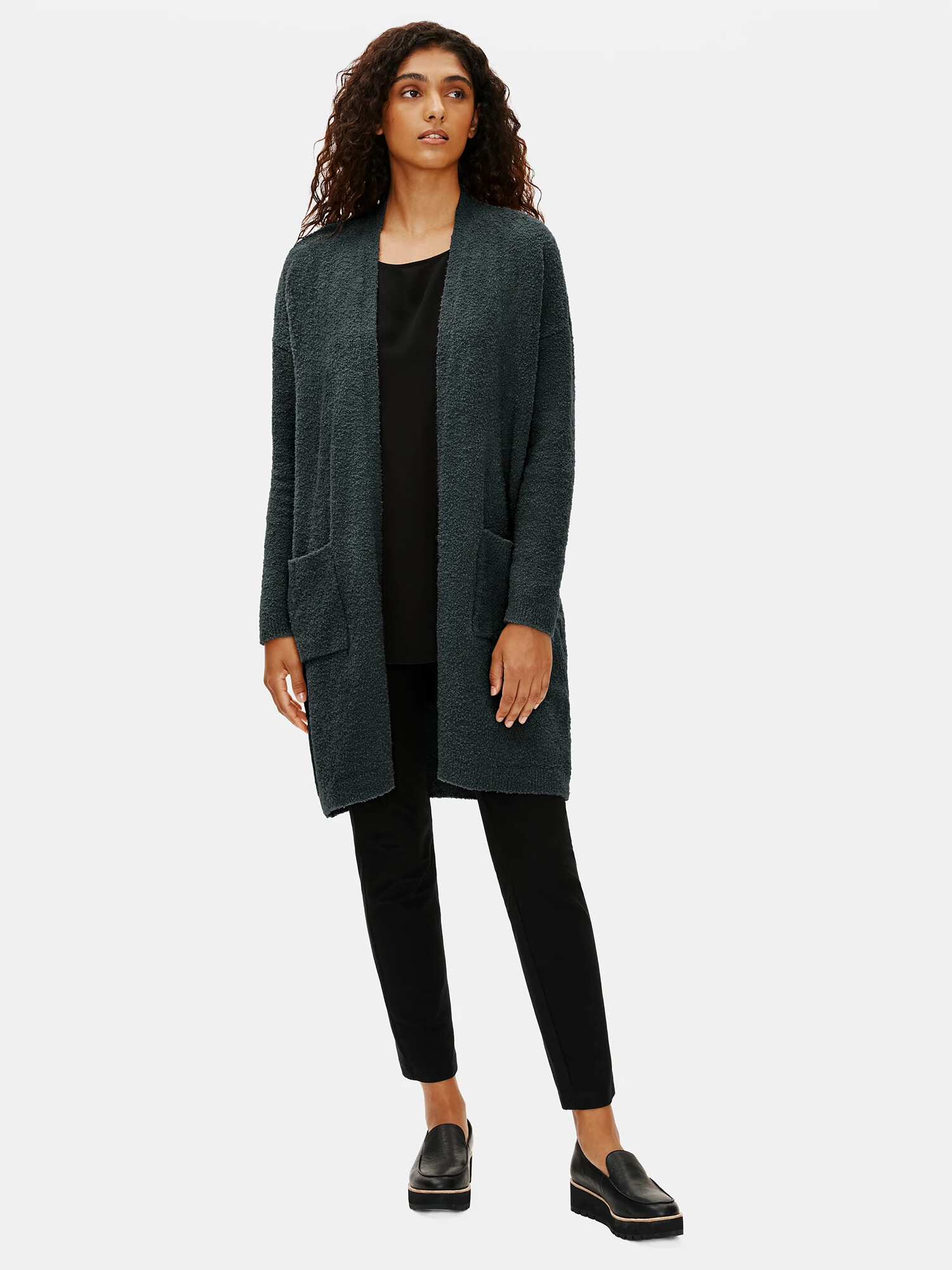 Organic Cotton Boucle Long Cardigan Organic Cotton Boucle Long Cardigan