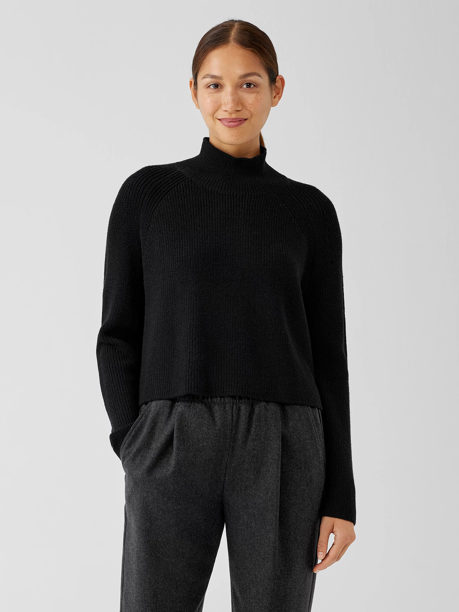Merino Cropped Turtleneck Top Merino Cropped Turtleneck Top