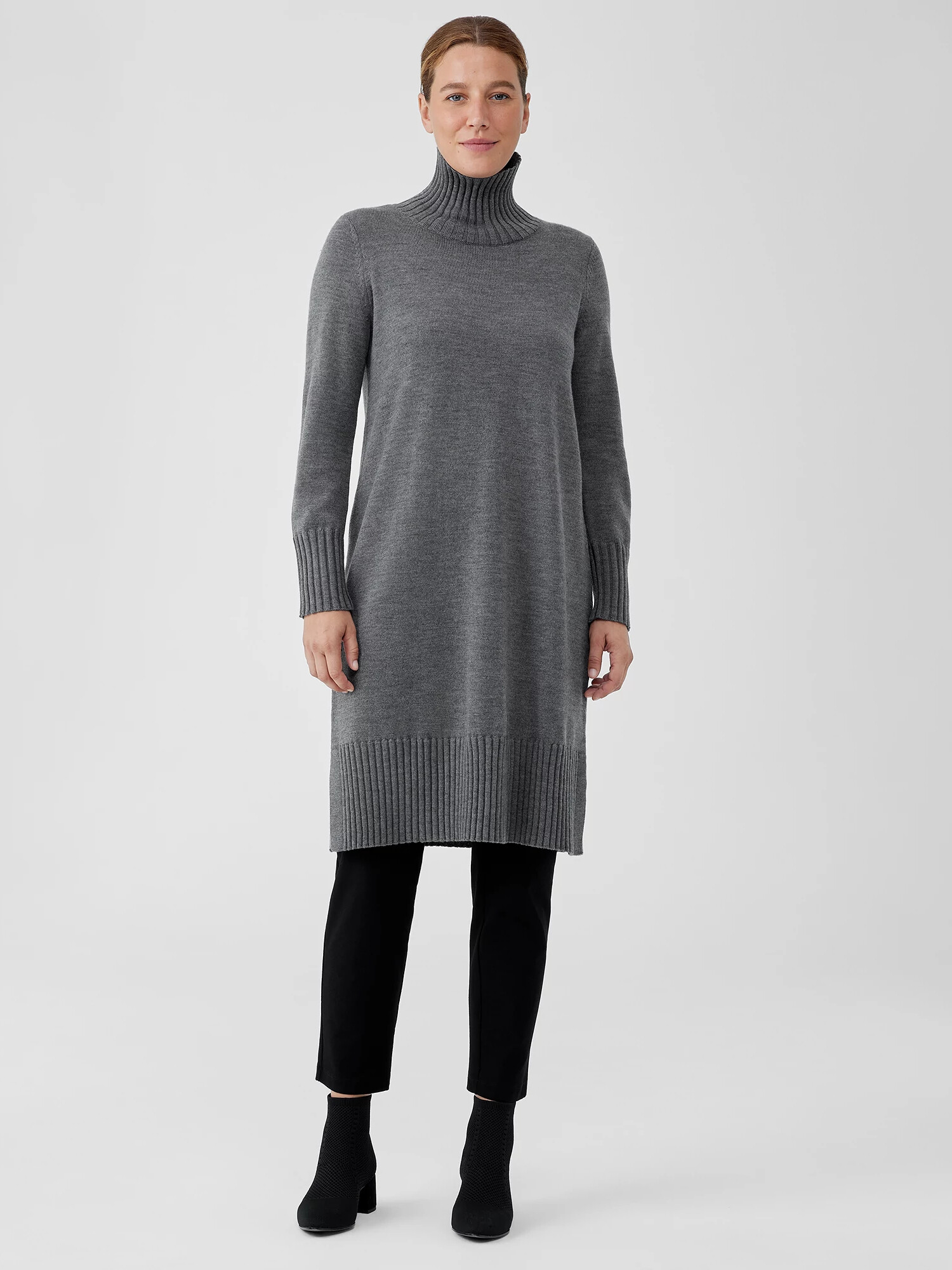 Merino Jersey Turtleneck Dress