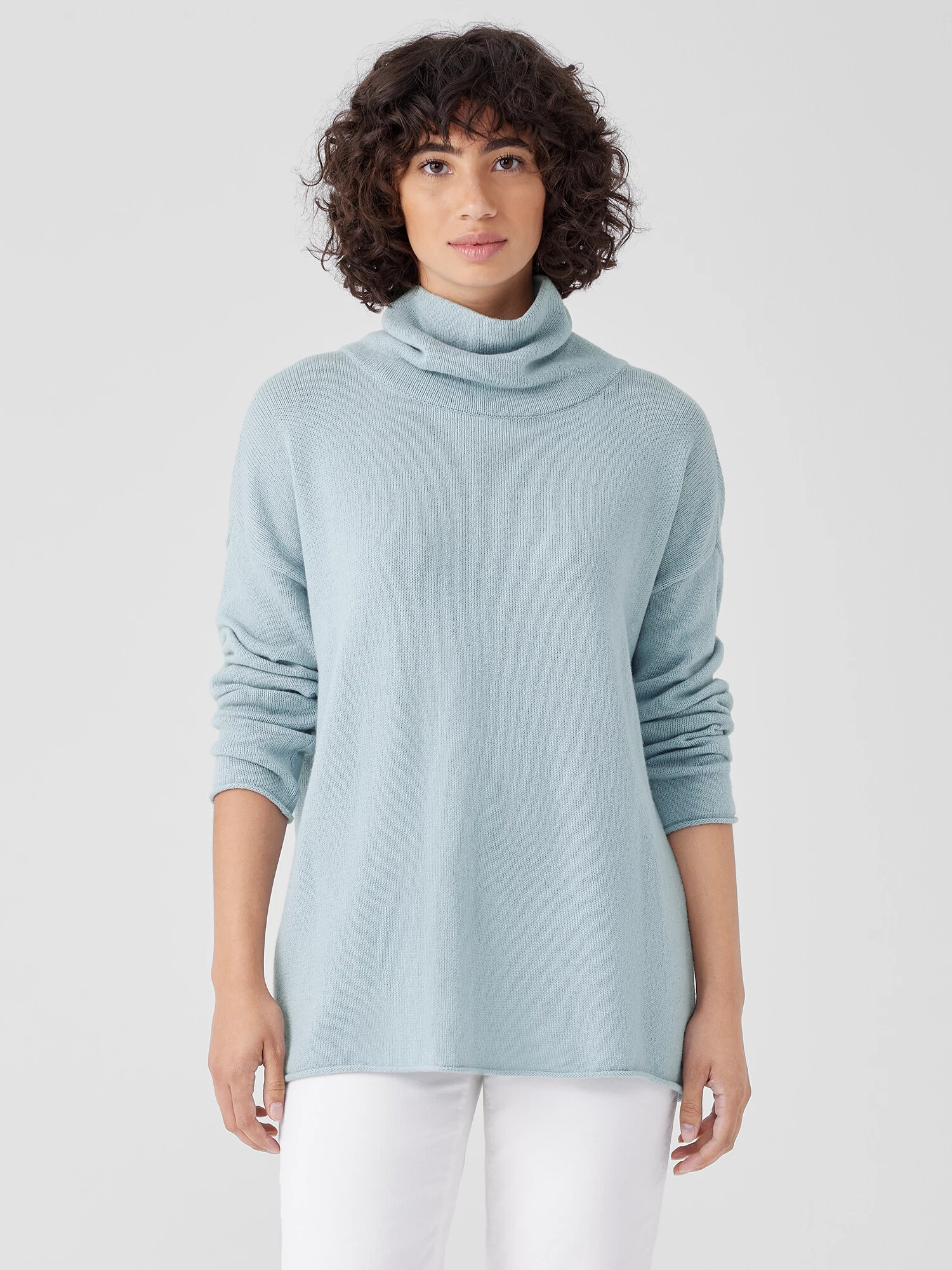 Cotton and Recycled Cashmere Turtleneck Long Top Cotton and Recycled Cashmere Turtleneck Long Top